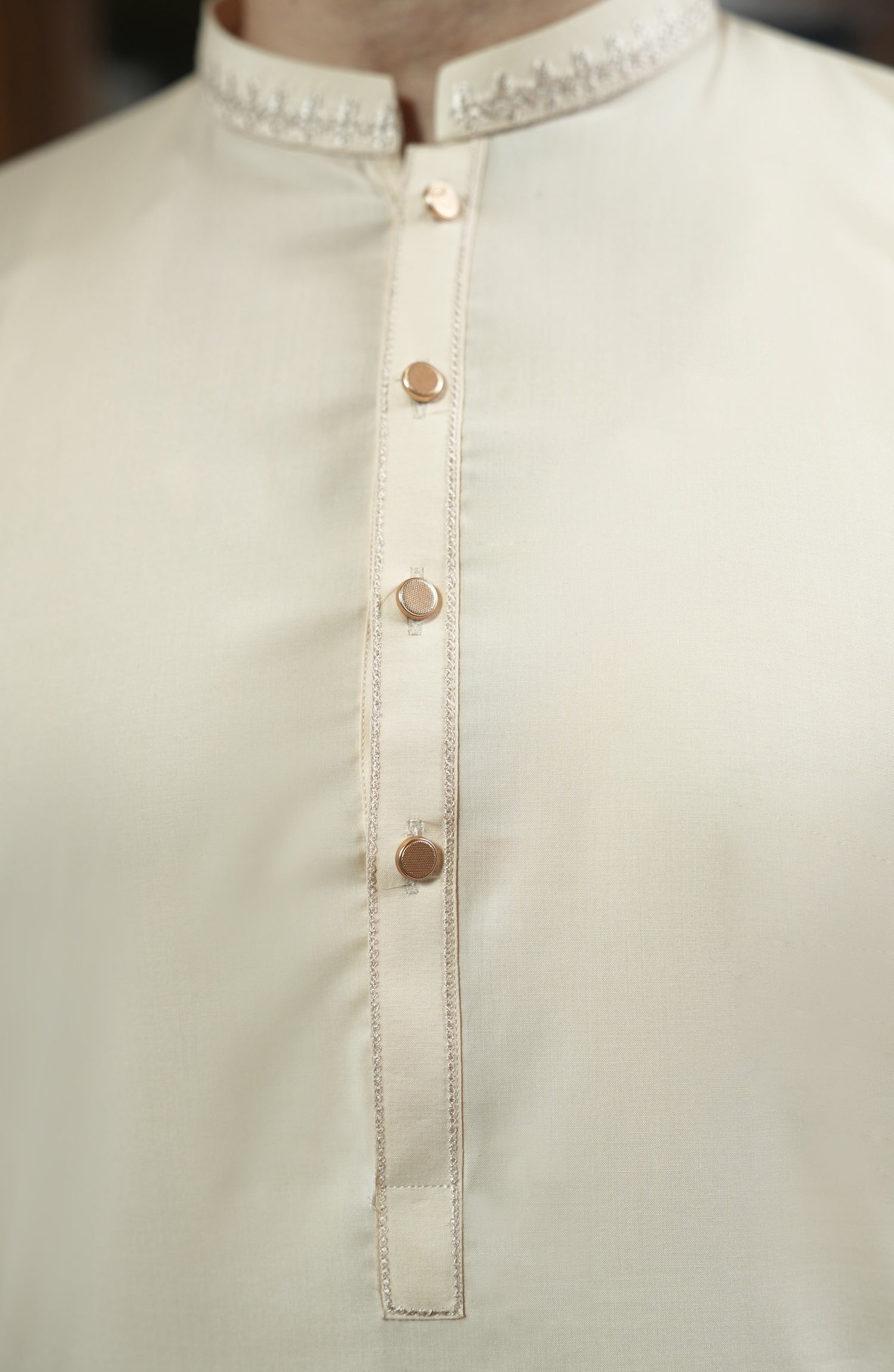BEIGE EMBROIDERED BLENDE KAMEEZ SHALWAR - Image 3