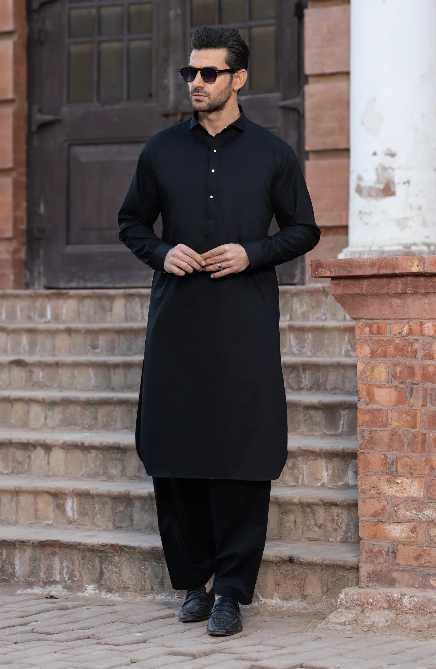 BLACK 100% COTTON KAMEEZ SHALWAR