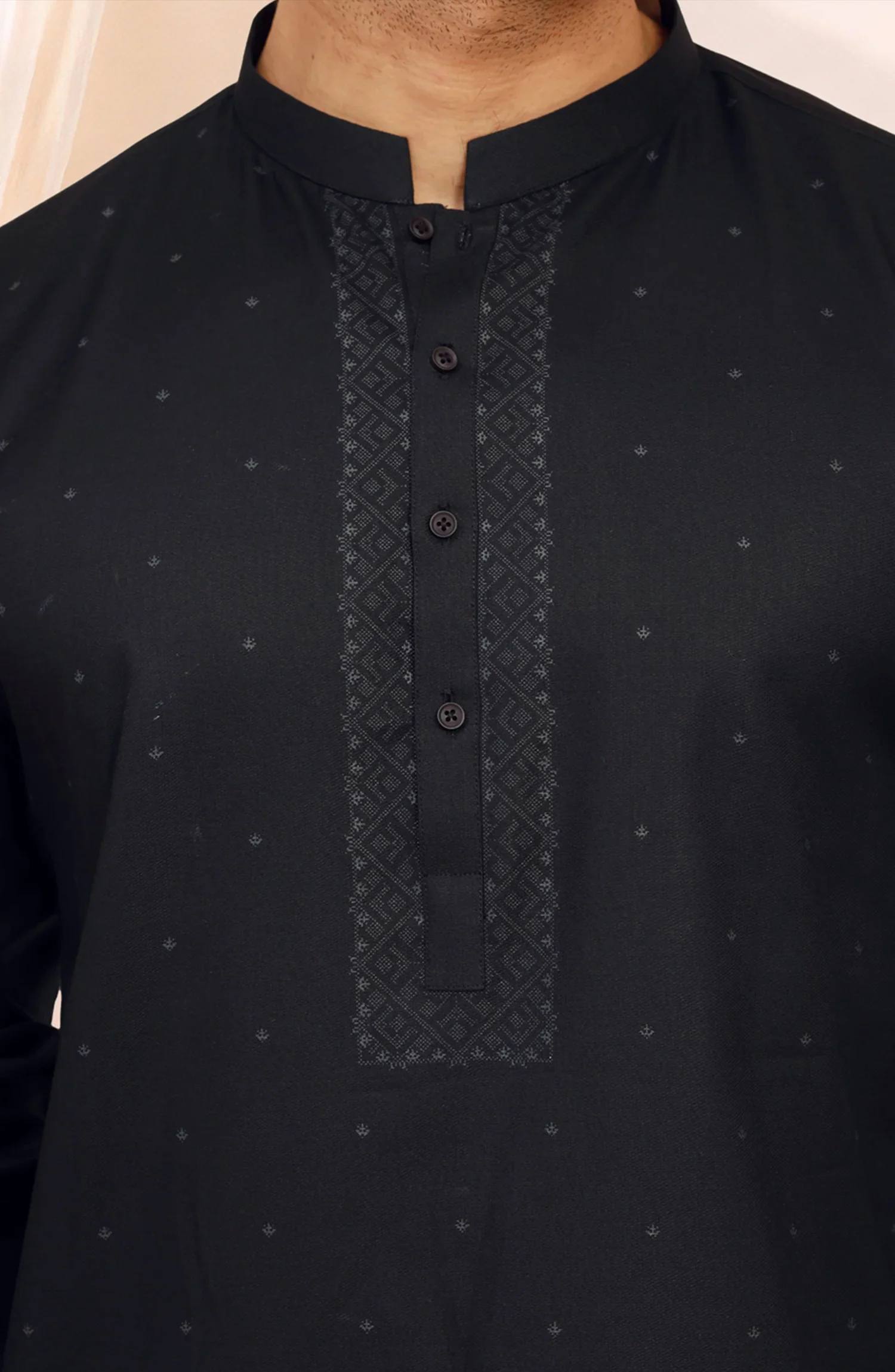 BLACK 100% COTTON PRINTED KURTA - Image 3