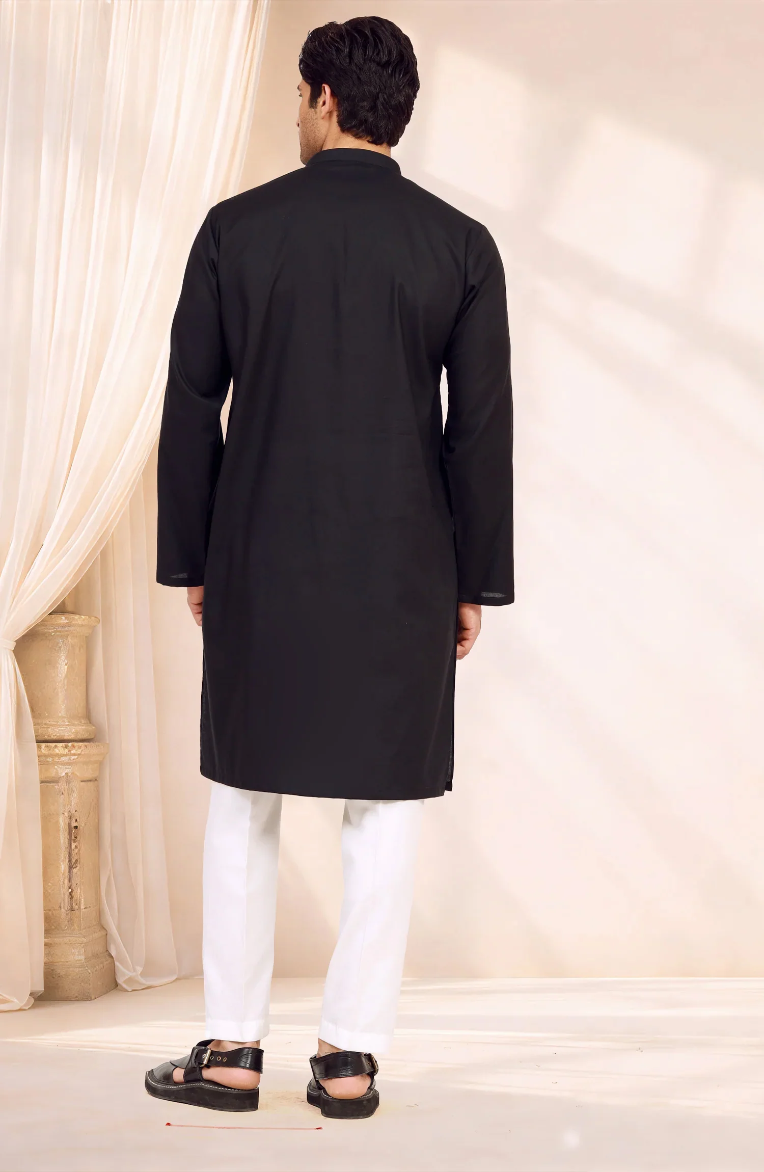 BLACK 100% COTTON PRINTED KURTA - Image 6