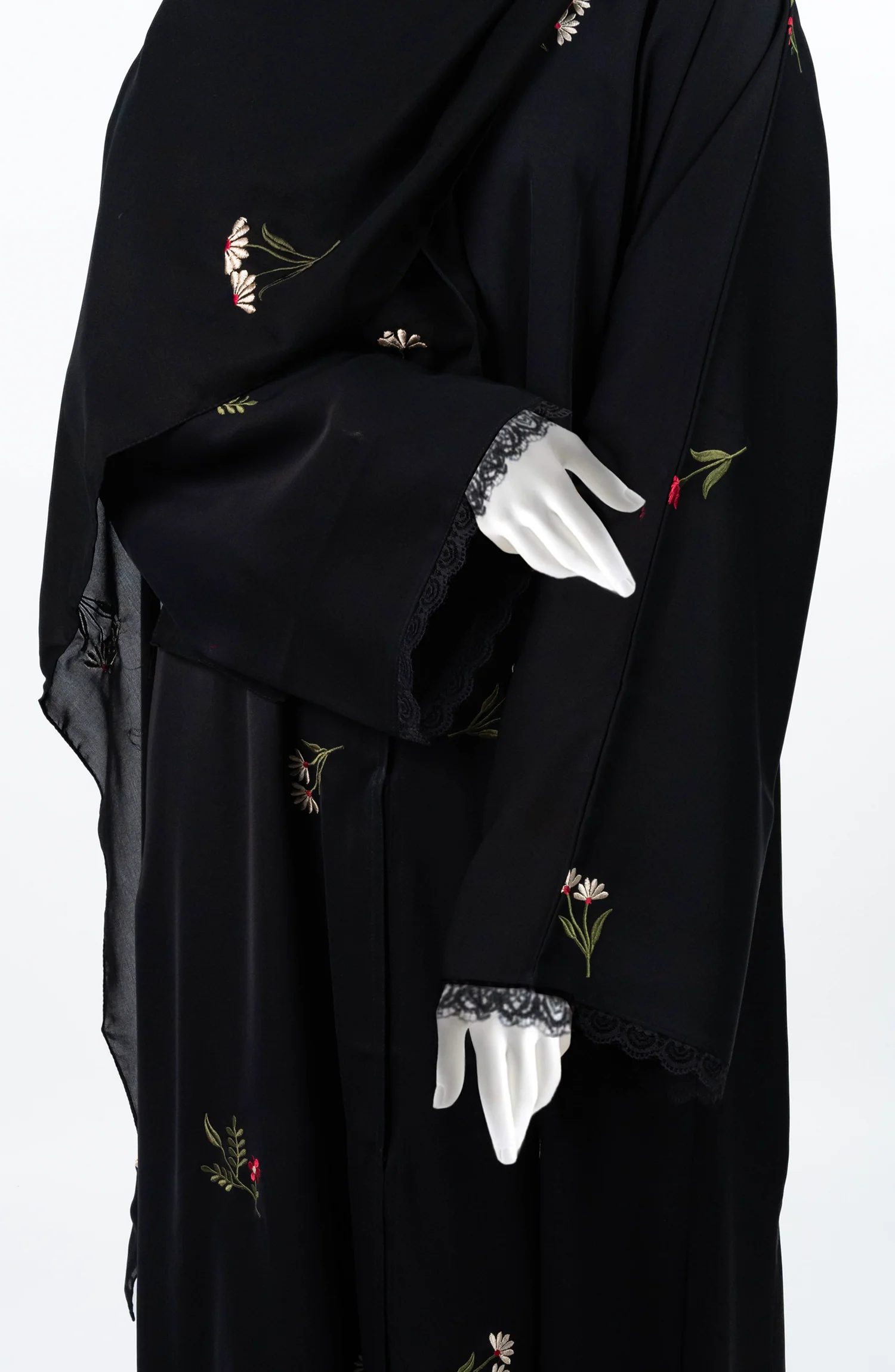 BLACK ABAYA EMBROIDERED - Image 2