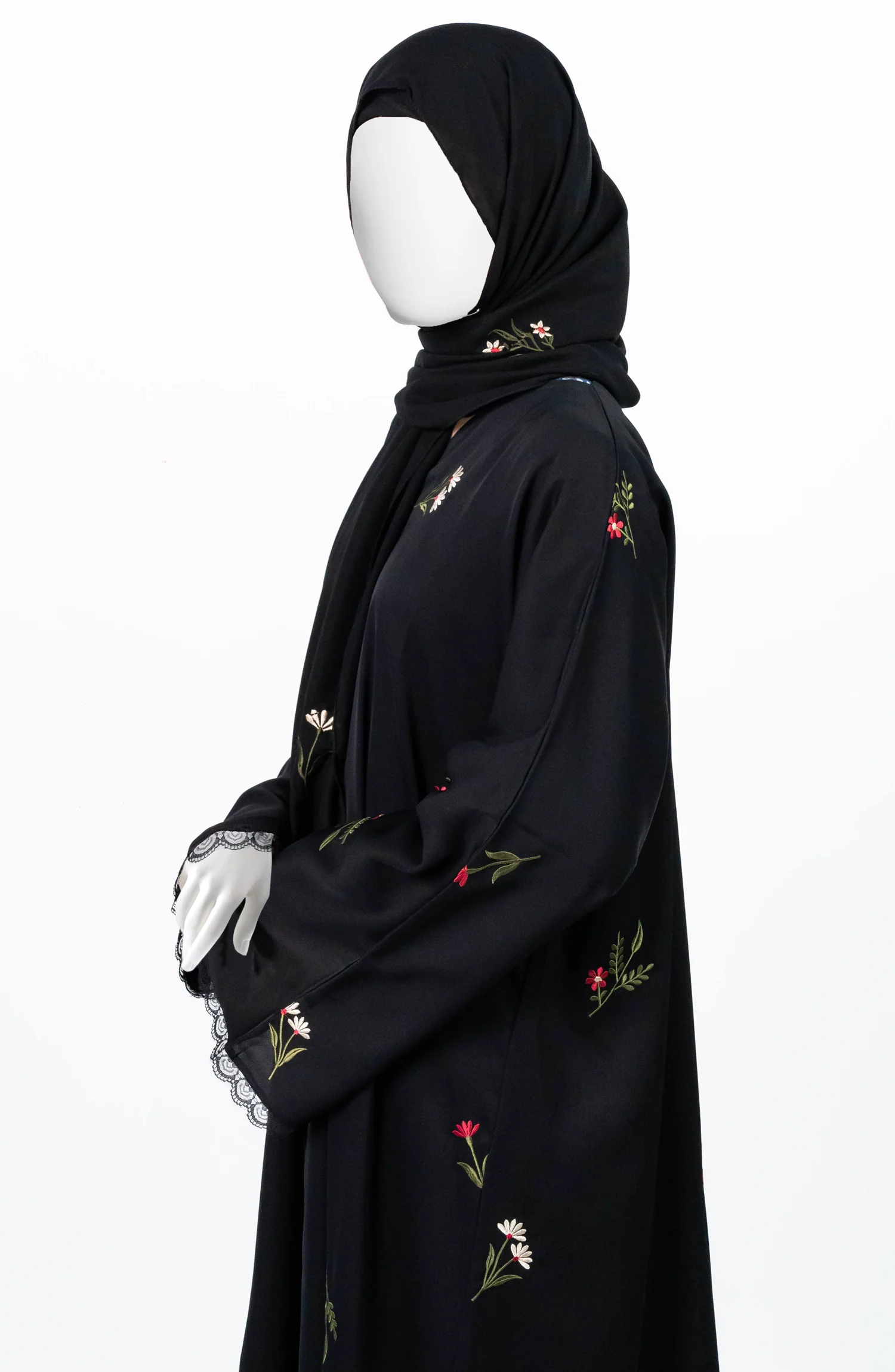 BLACK ABAYA EMBROIDERED - Image 4