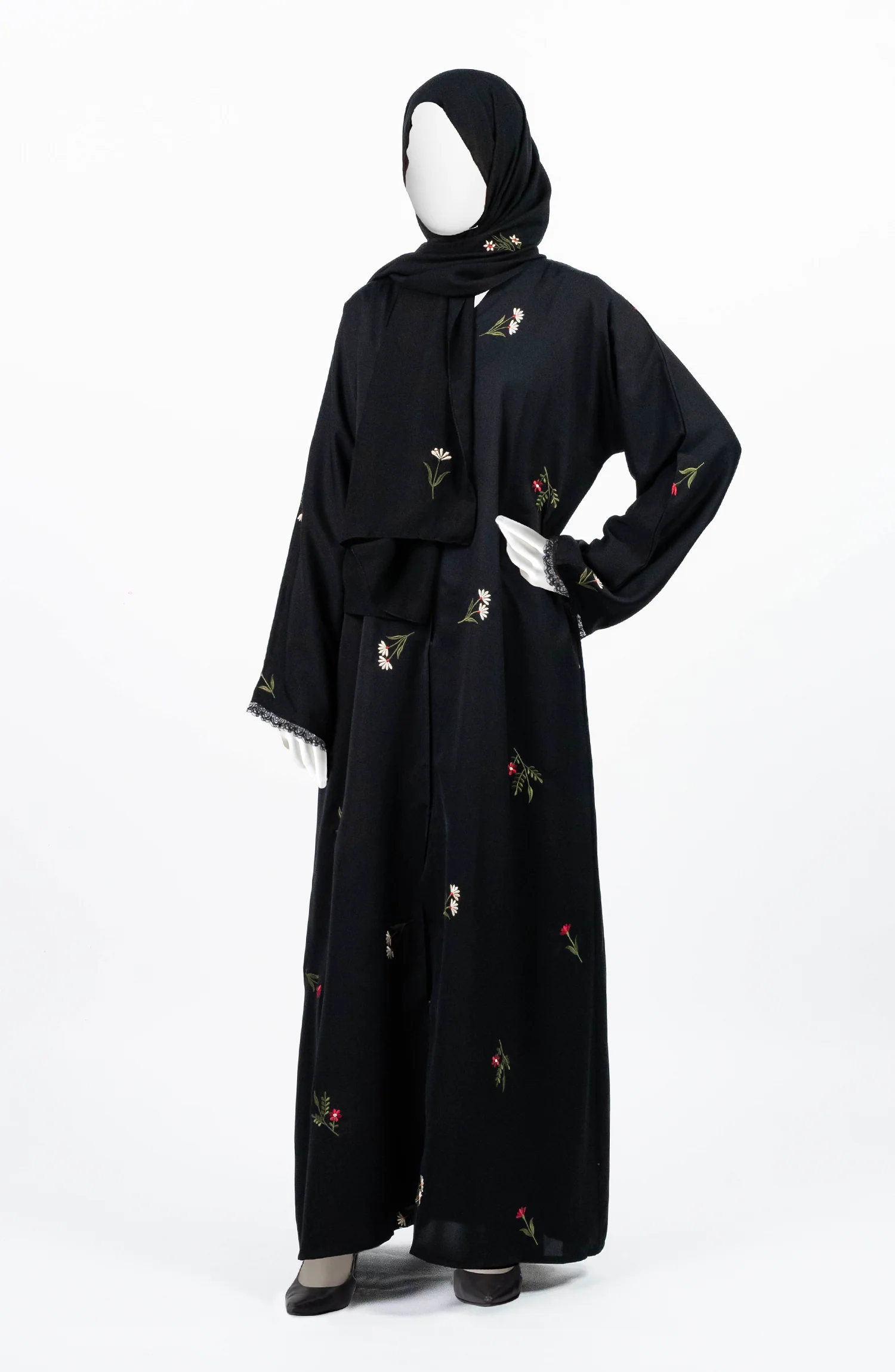 BLACK ABAYA EMBROIDERED - Image 5