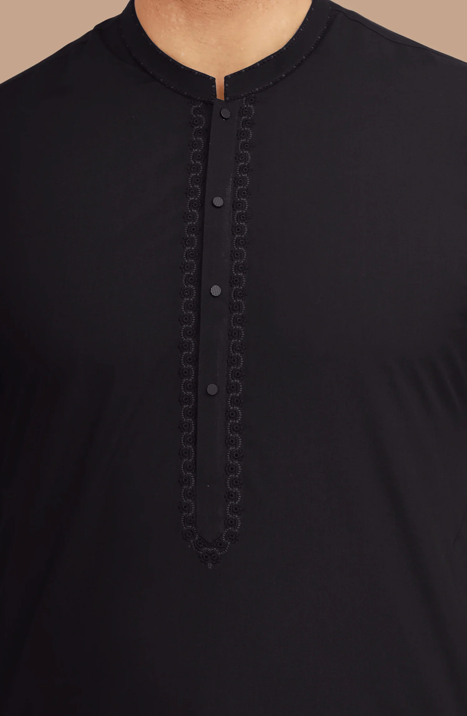 BLACK BLENDED EMBROIDERED KAMEEZ SHALWAR - Image 4