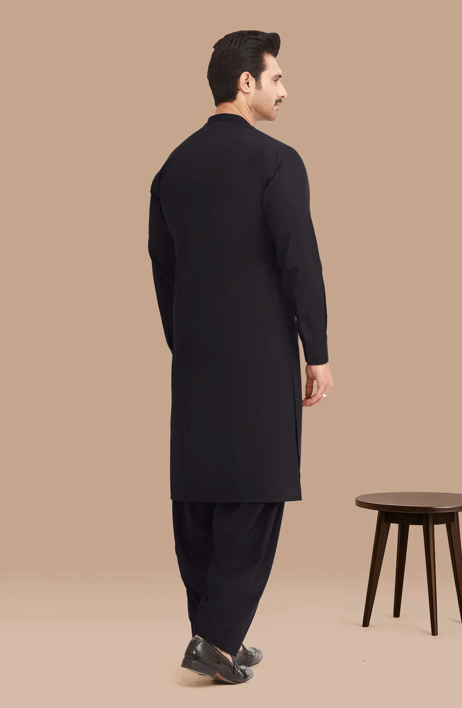 BLACK BLENDED EMBROIDERED KAMEEZ SHALWAR - Image 6