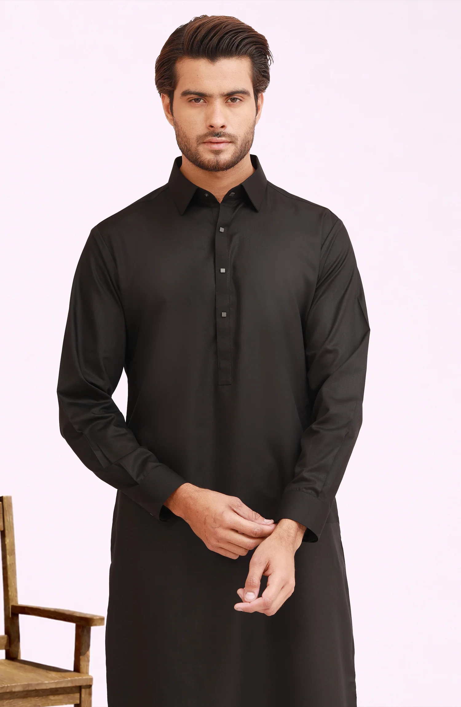 BLACK BLENDED KAMEEZ SHALWAR - Image 2