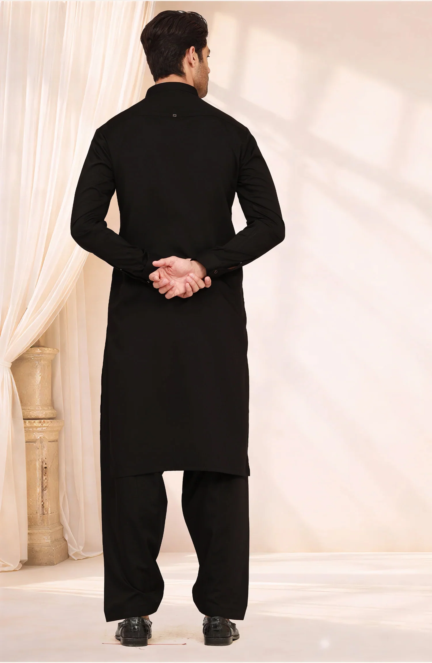 BLACK BLENDED KAMEEZ SHALWAR - Image 4