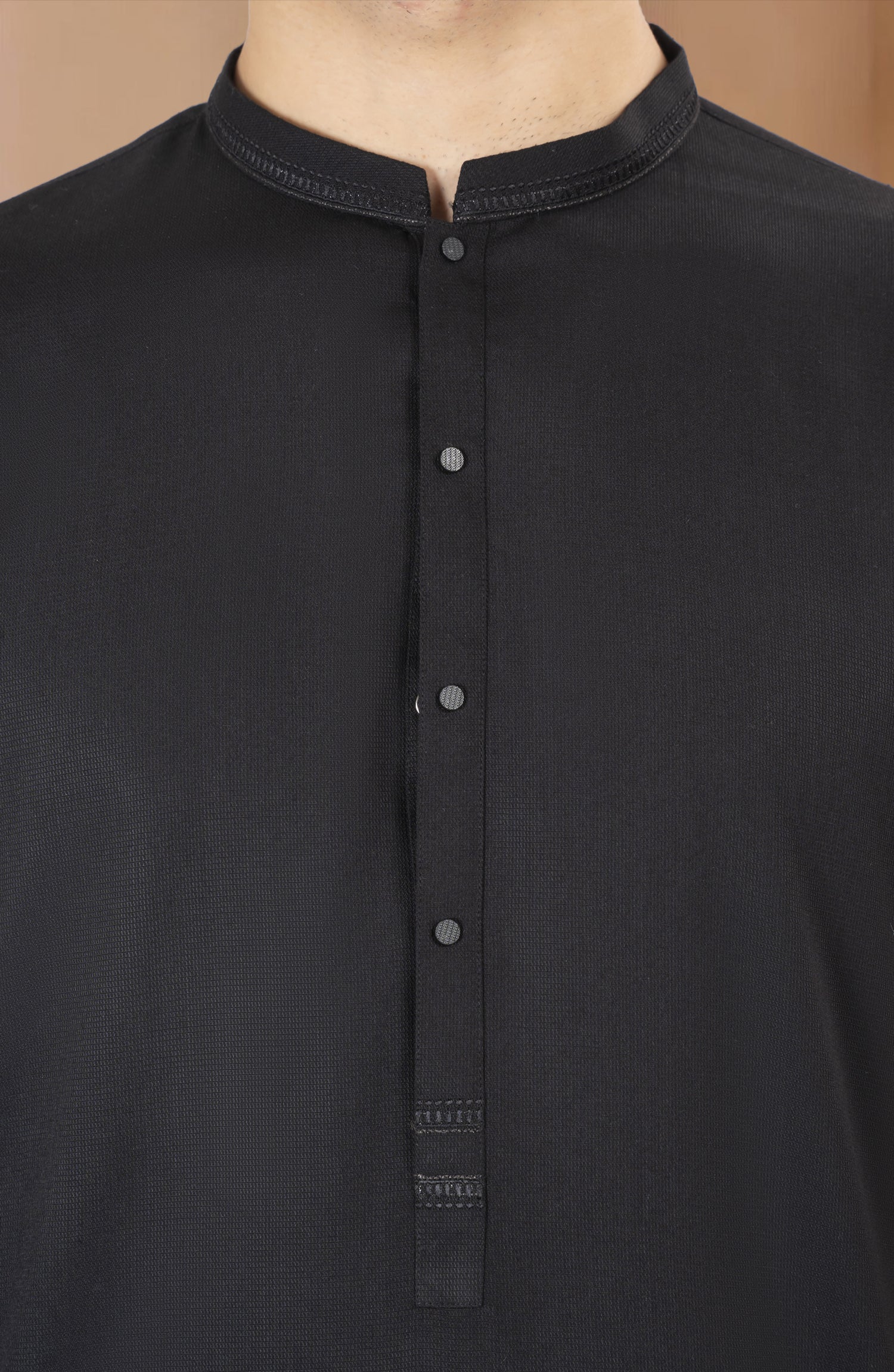 BLACK EMBROIDERED BLENDED KAMEEZ SHALWAR - Image 2