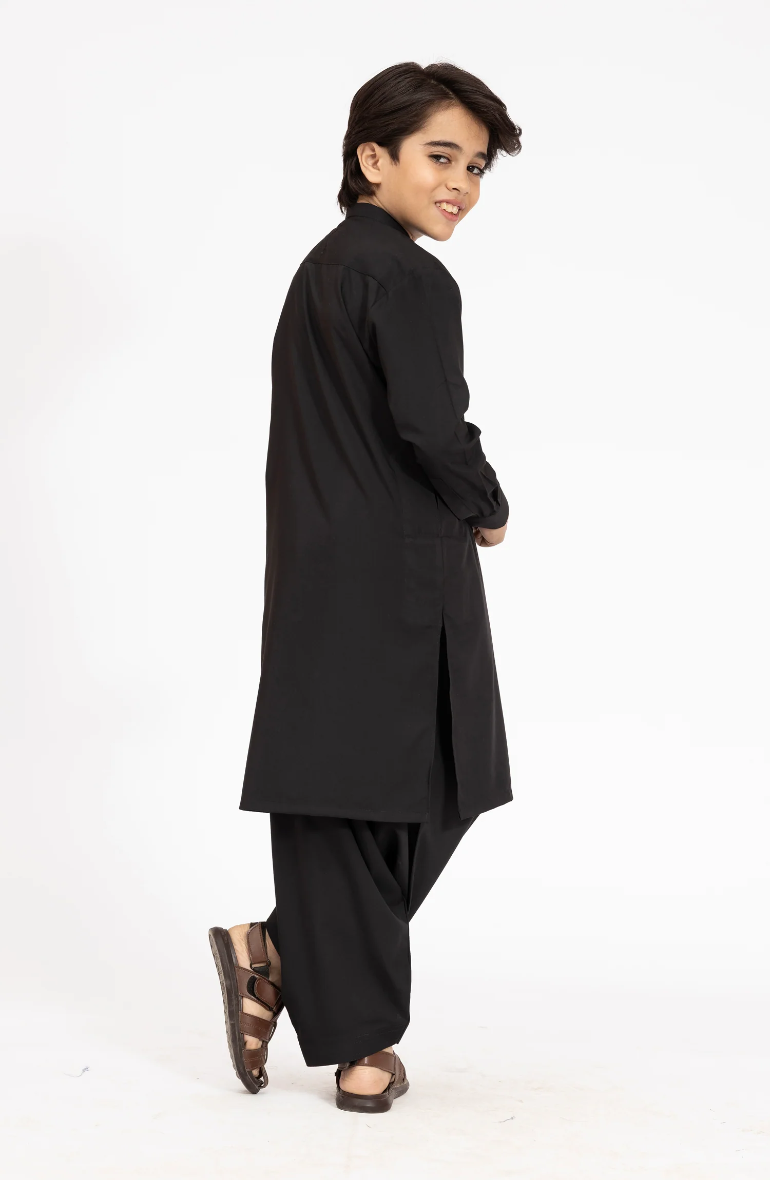 BLACK EMBROIDERED BLENDED KAMEEZ SHALWAR - Image 7