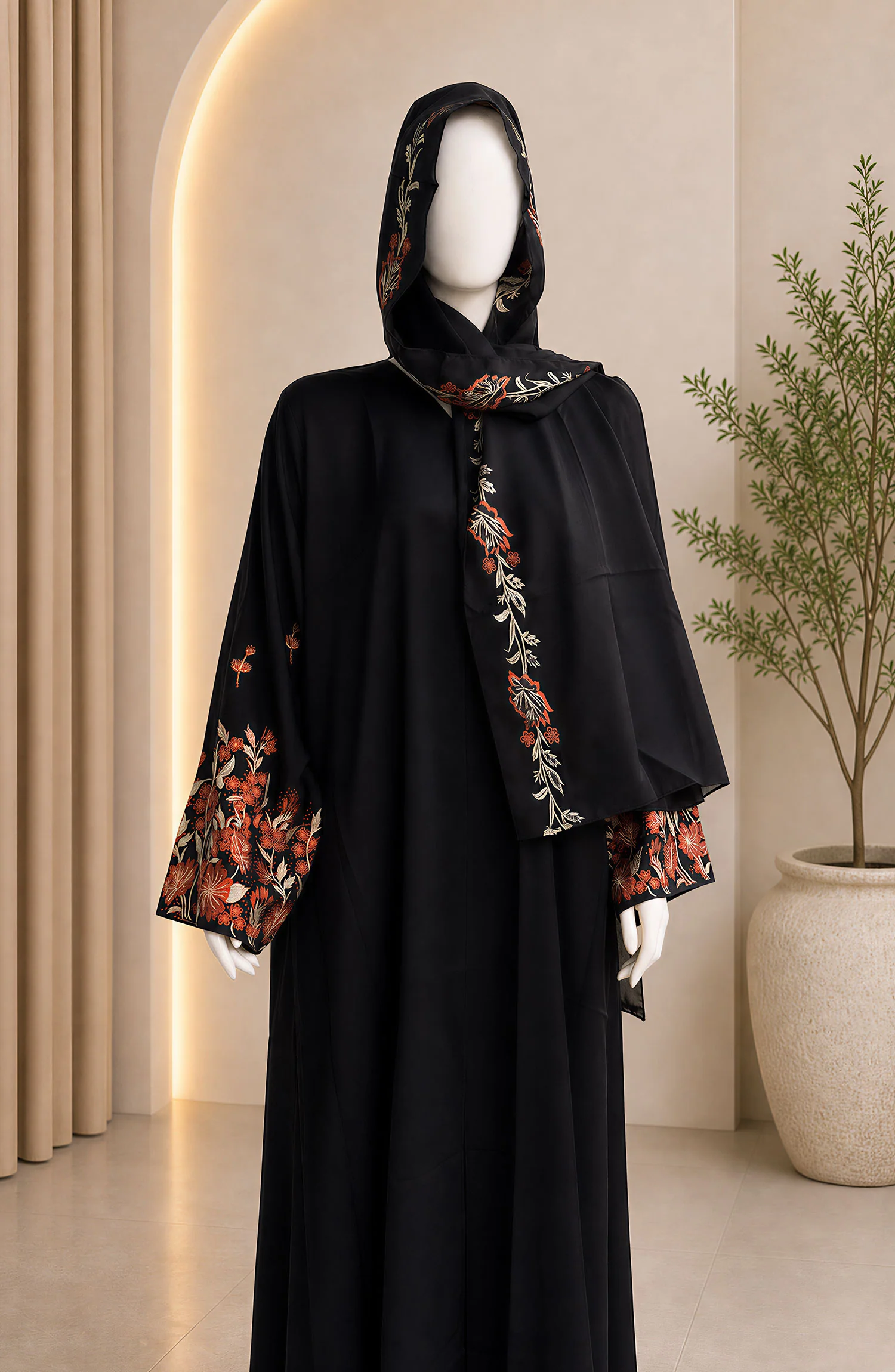BLACK-GOLD FORMAL FESTIVE ABAYA - Image 2