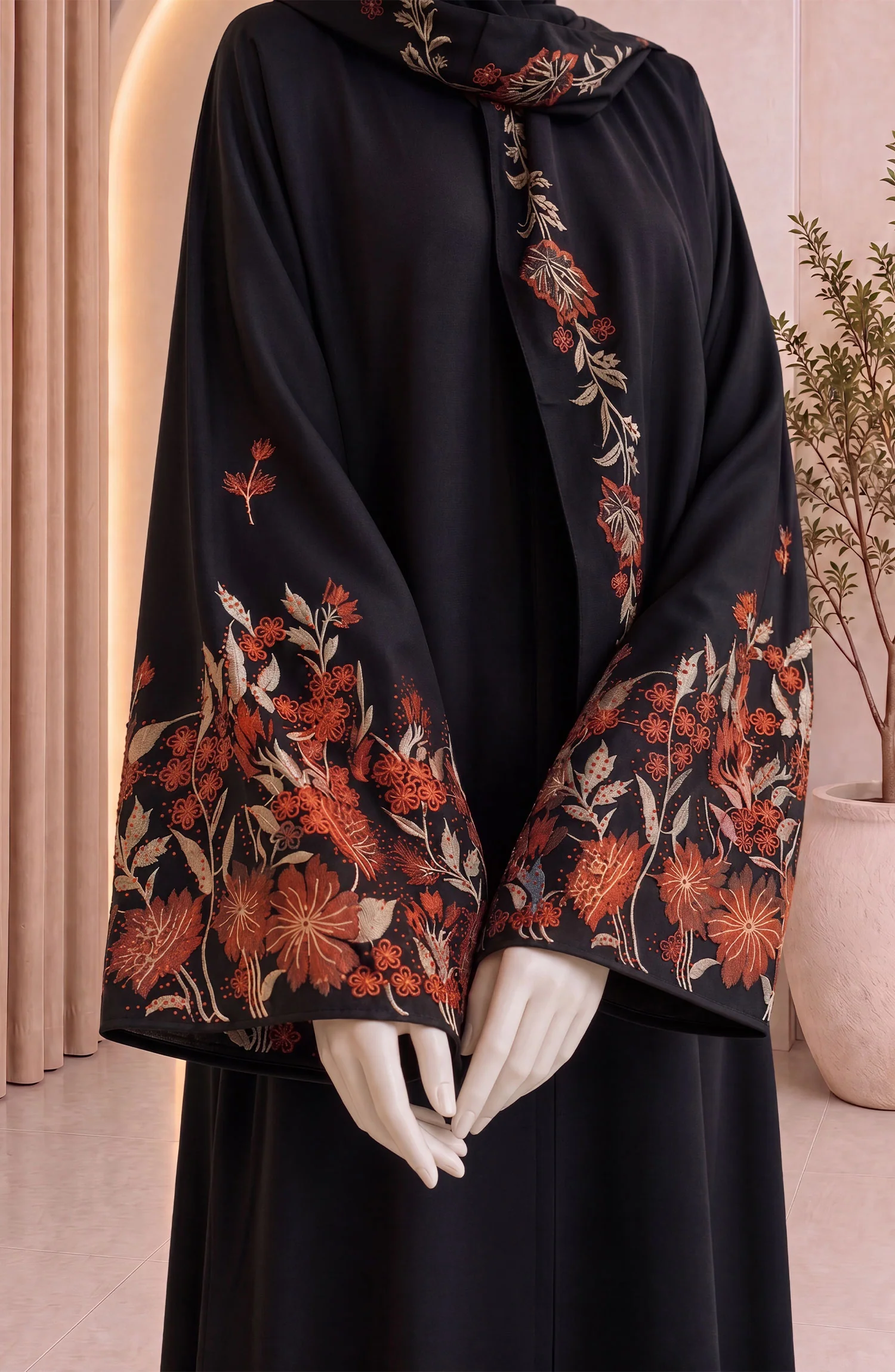 BLACK-GOLD FORMAL FESTIVE ABAYA - Image 3