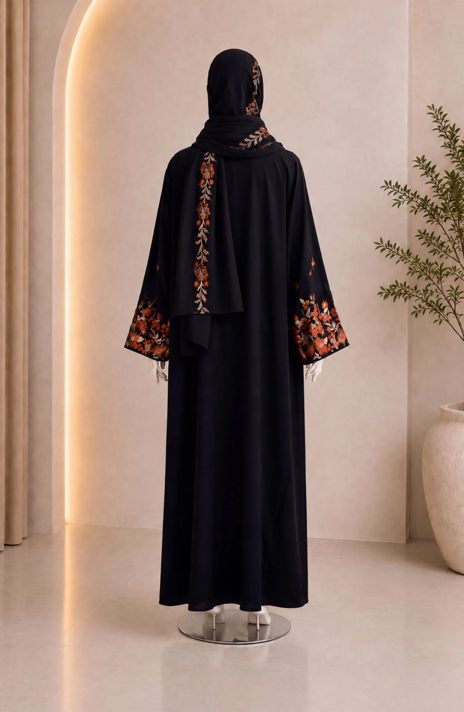 BLACK-GOLD FORMAL FESTIVE ABAYA - Image 4
