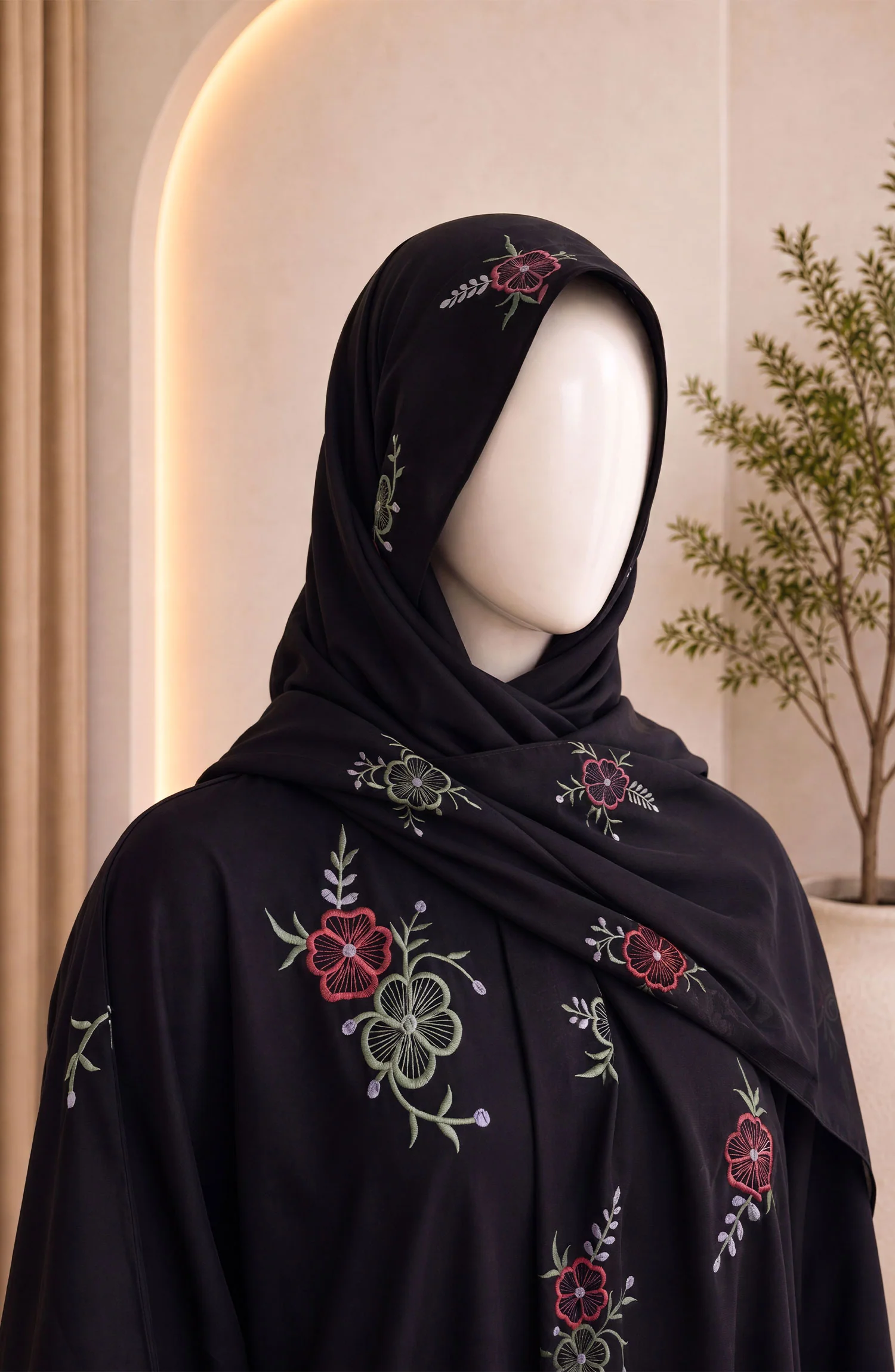 BLACK-GREEN FORMAL FESTIVE ABAYA - Image 2