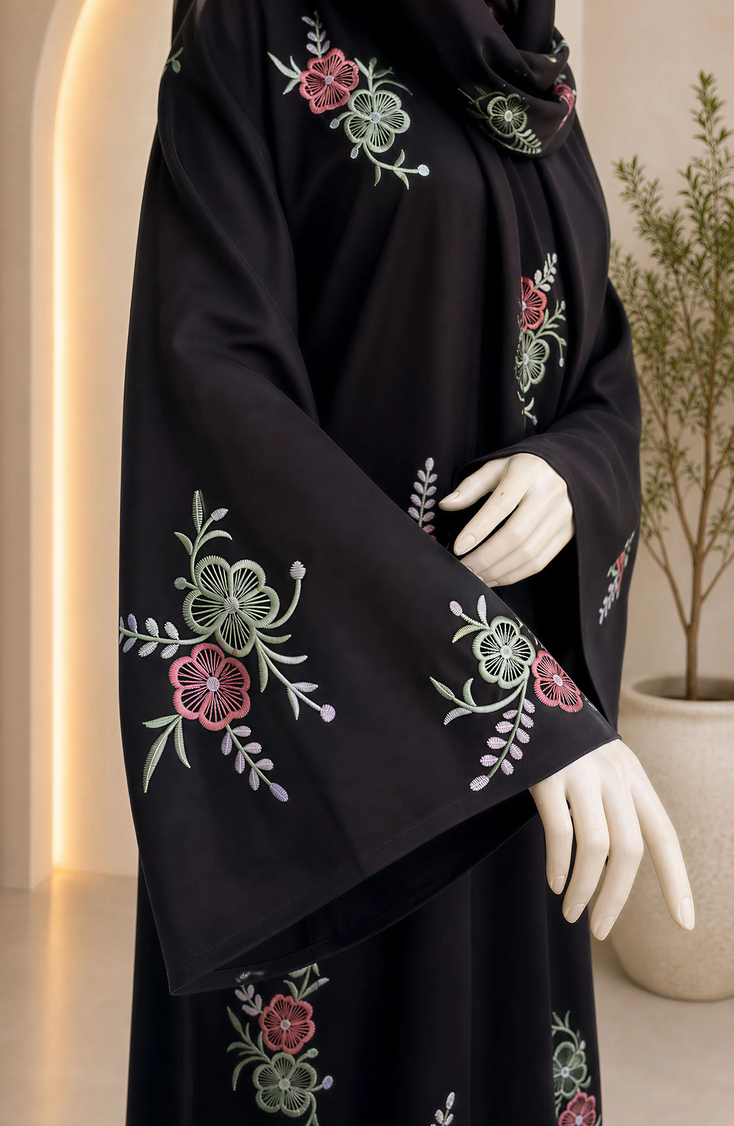 BLACK-GREEN FORMAL FESTIVE ABAYA - Image 3