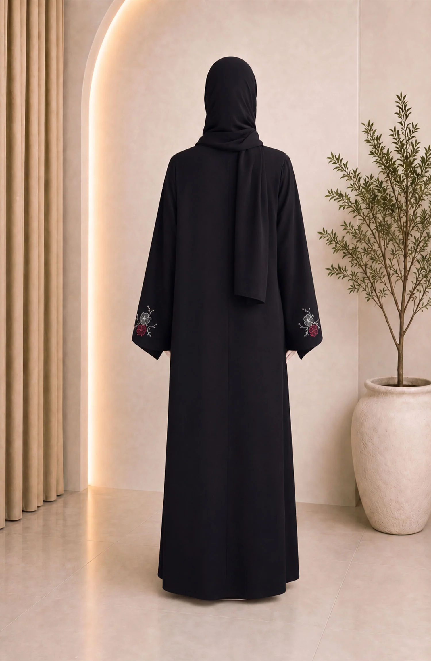 BLACK-GREEN FORMAL FESTIVE ABAYA - Image 4