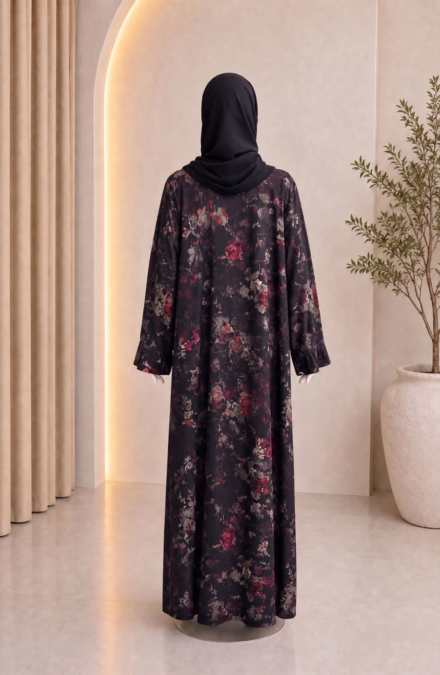 BLACK PRINTED ABAYA - Image 4