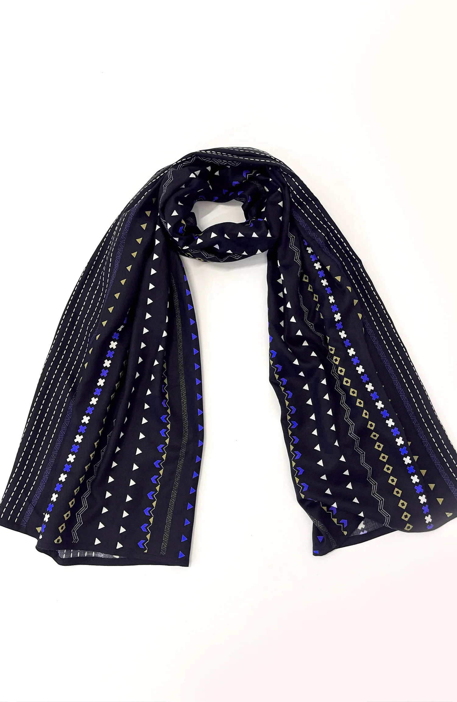 BLACK PRINTED VISCOSE STOLE - Image 2