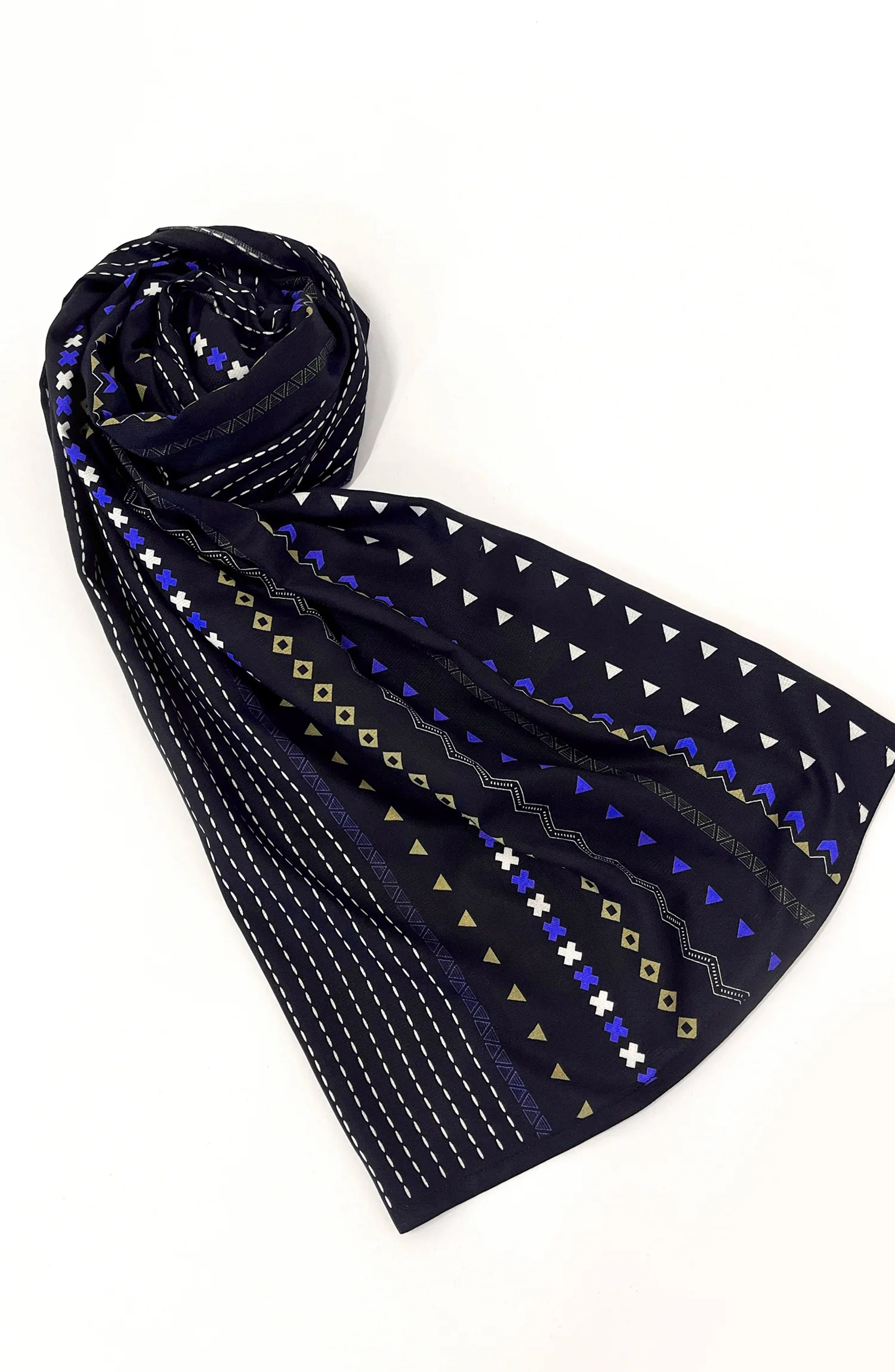 BLACK PRINTED VISCOSE STOLE - Image 3