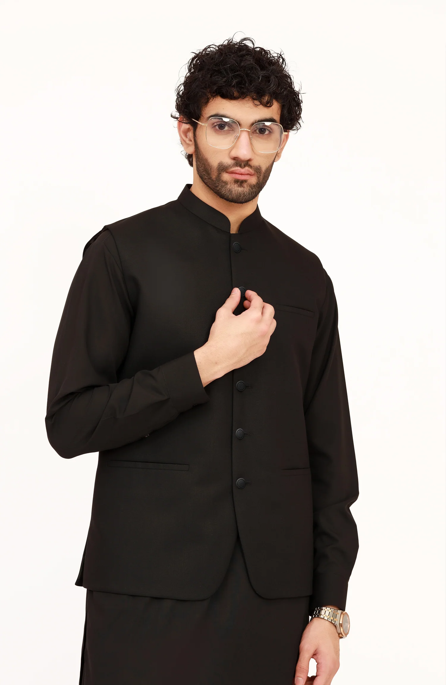 BLACK SUITING WAISTCOAT