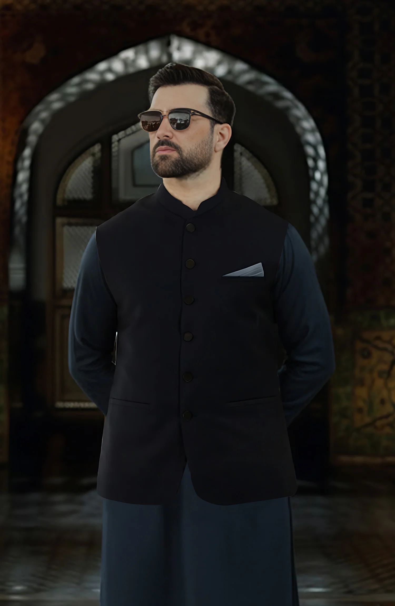 BLACK SUITING WAISTCOAT - Image 2