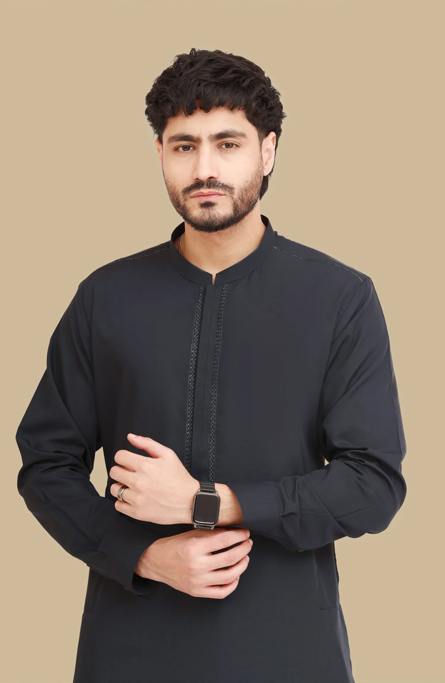 BLUEISH-GREY BLENDED EMBROIDERED KAMEEZ SHALWAR - Image 2