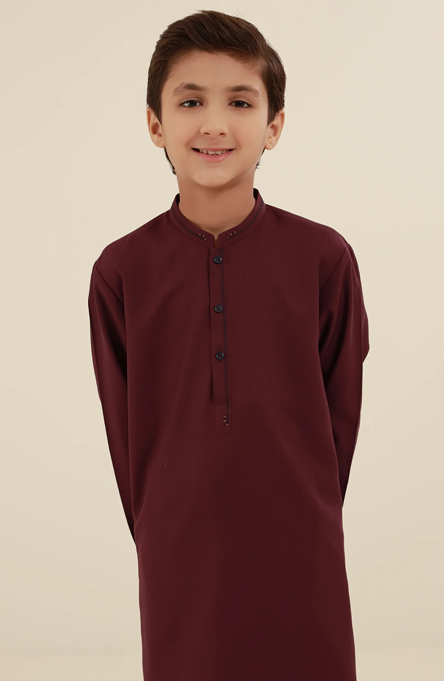 BOYS CASUAL KURTA PAJAMA BROWN - Image 2
