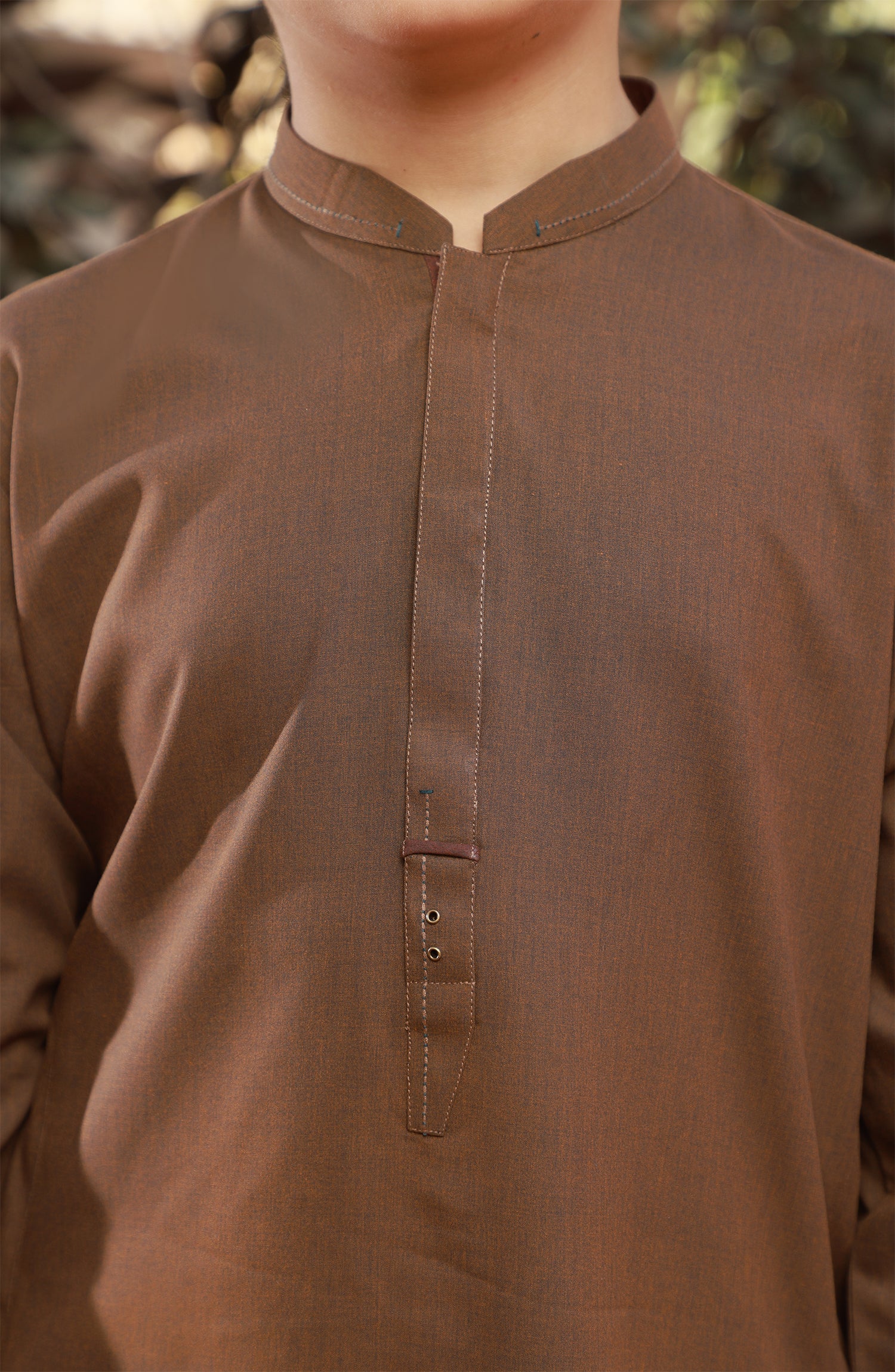 BOYS CASUAL KURTA PAJAMA KHAKI - Image 3