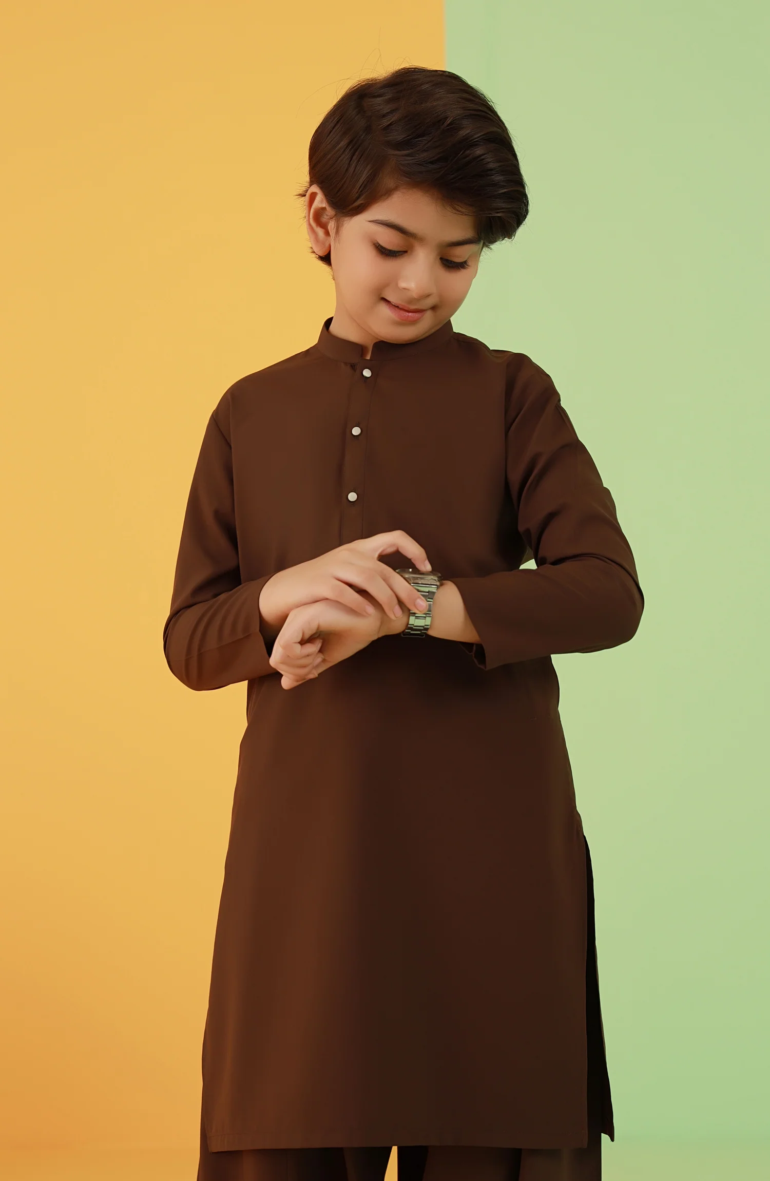 BOYS KAMEEZ SHALWAR BROWN - Image 2