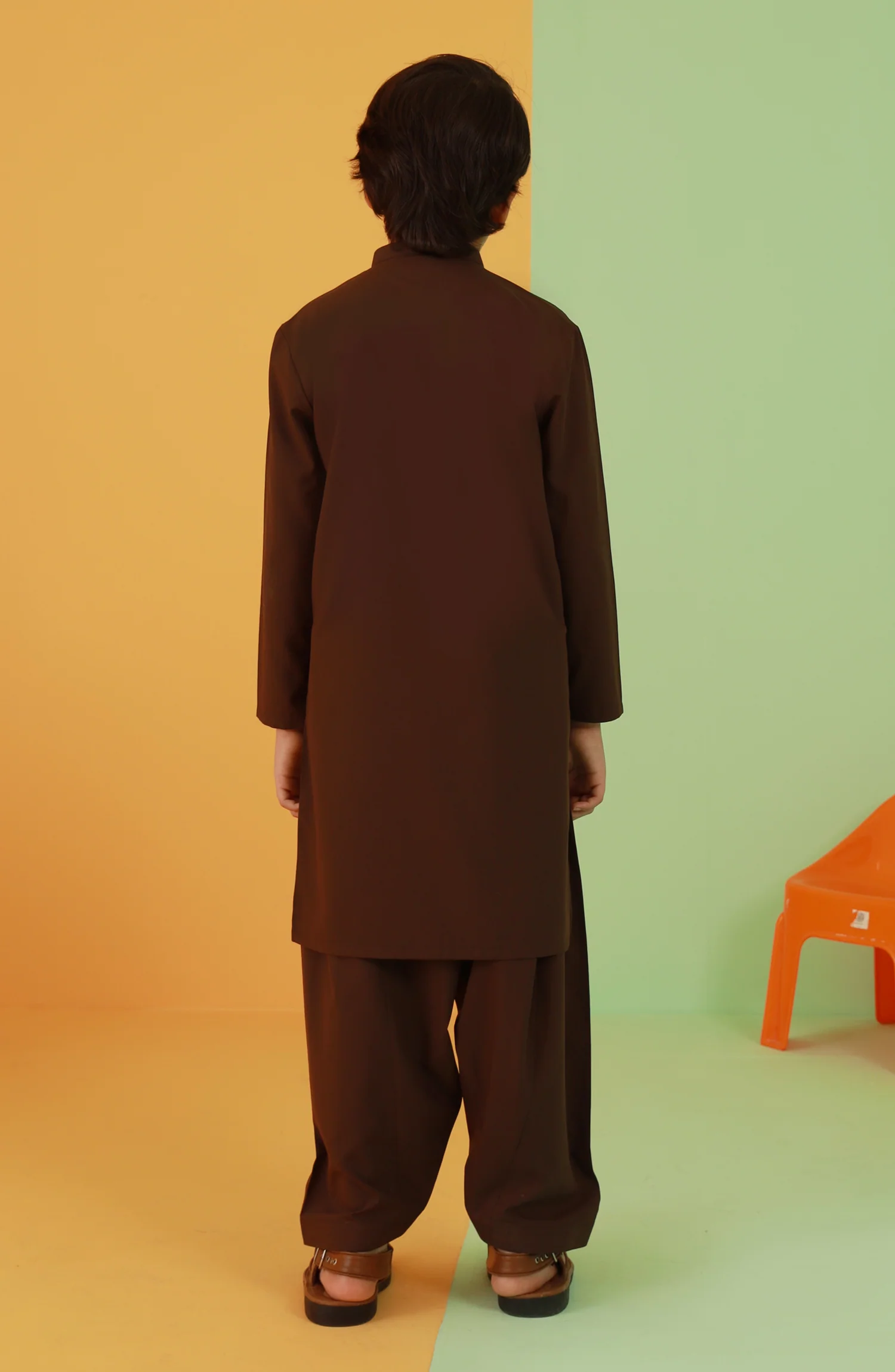 BOYS KAMEEZ SHALWAR BROWN - Image 4
