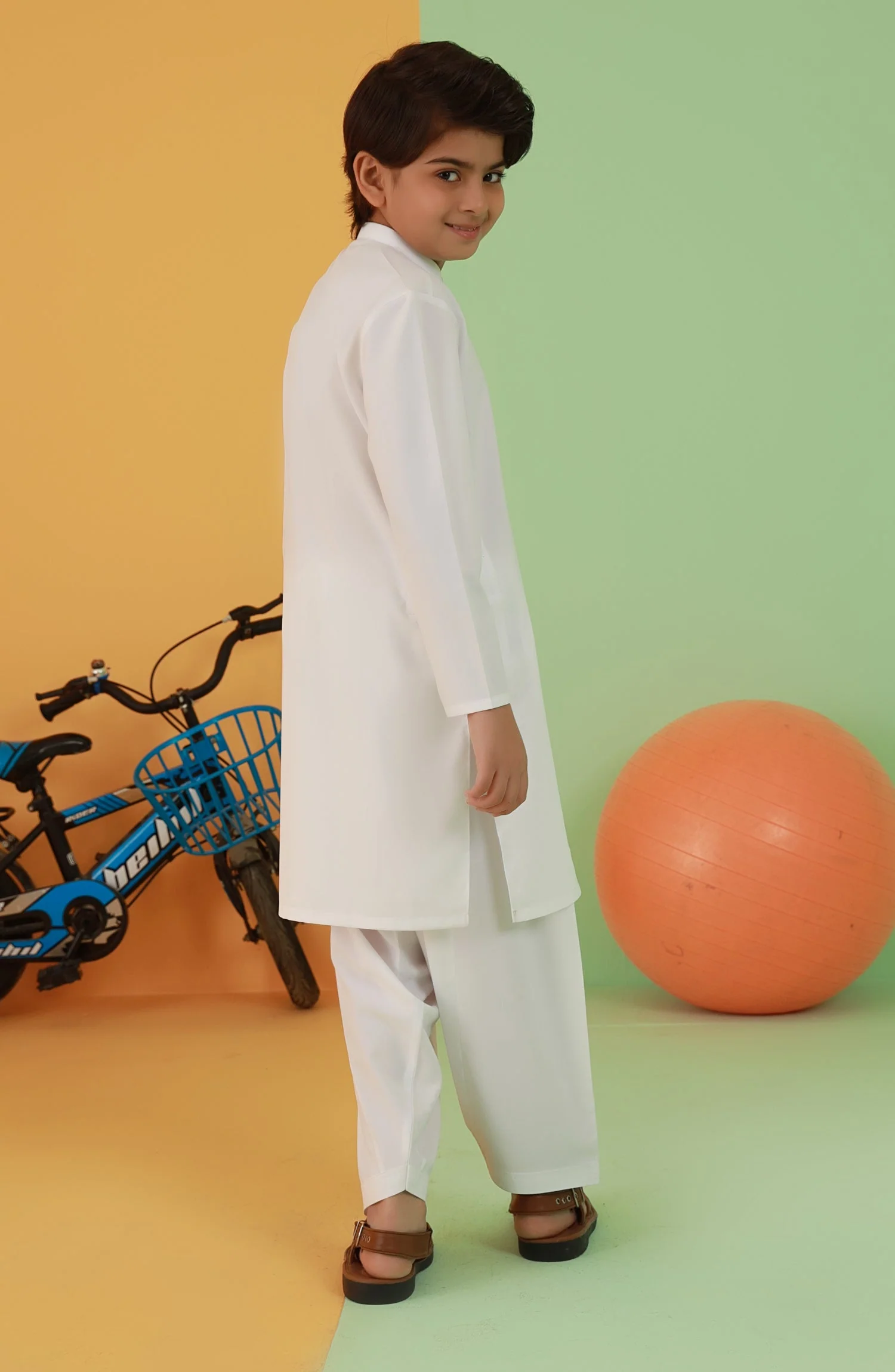 BOYS KAMEEZ SHALWAR PEARL WHITE - Image 4
