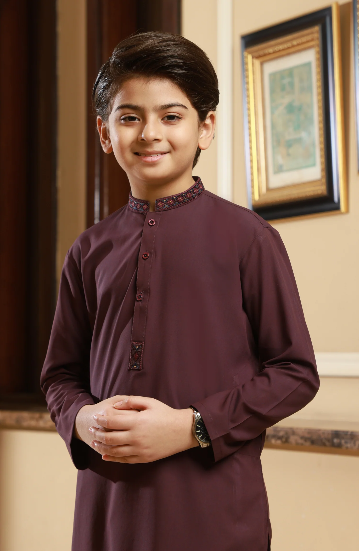 BOYS KURTA PAJAMA BURGUNDY - Image 2
