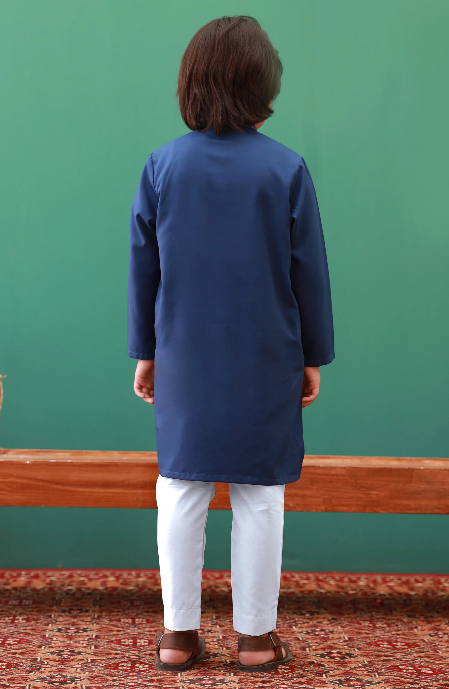 BOYS PRINTED KURTA INK BLUE - Image 2