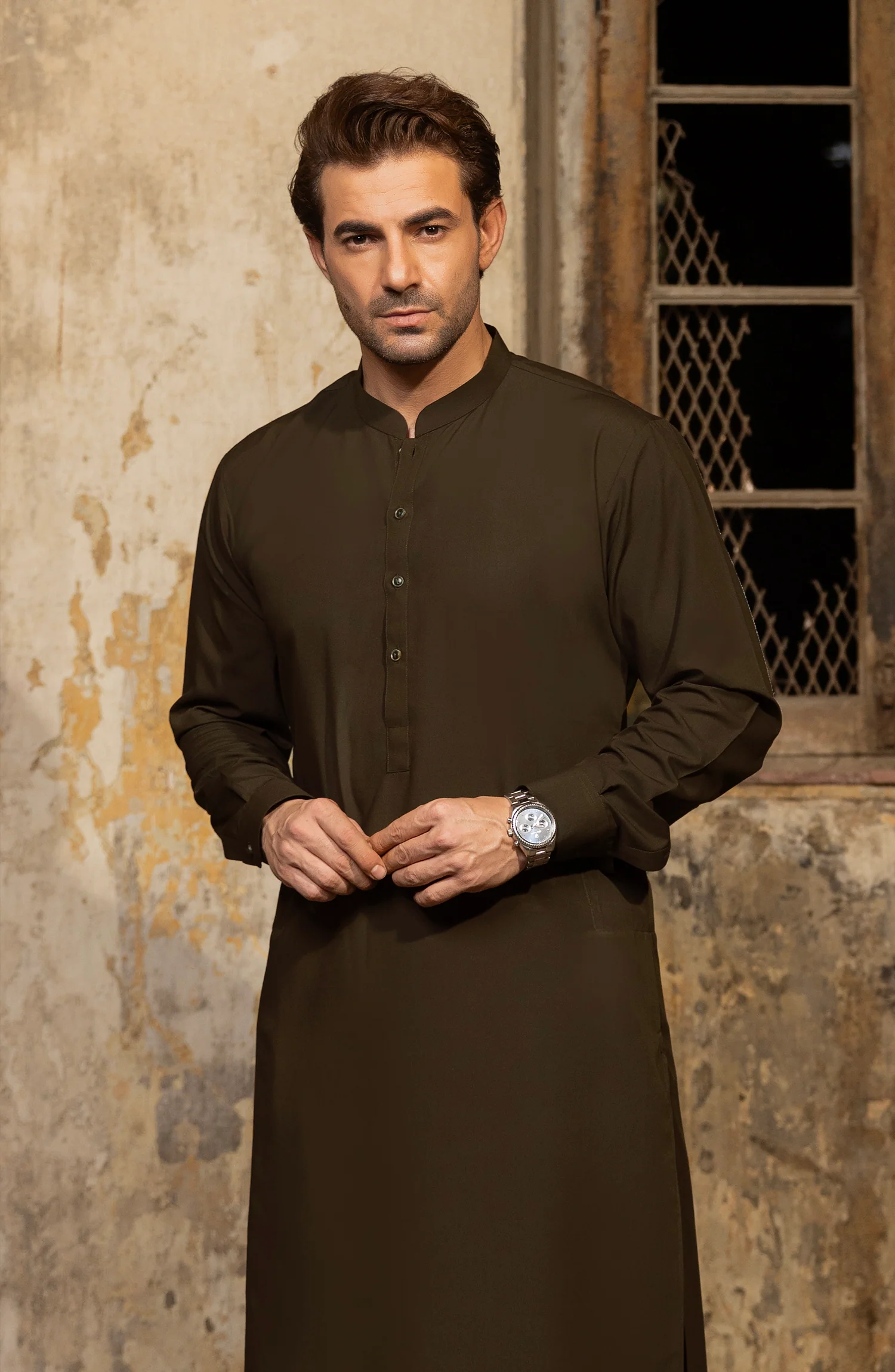 BROWN BLENDED KAMEEZ SHALWAR - Image 2