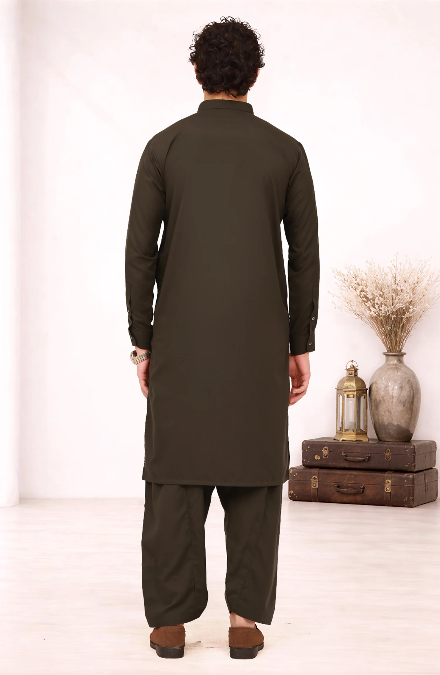 BROWN BLENDED KAMEEZ SHALWAR - Image 3
