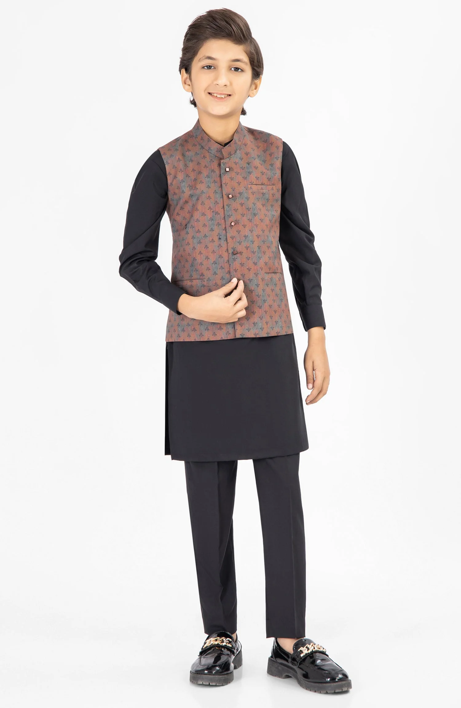 BROWN PRINTED WAIST COAT - Image 5