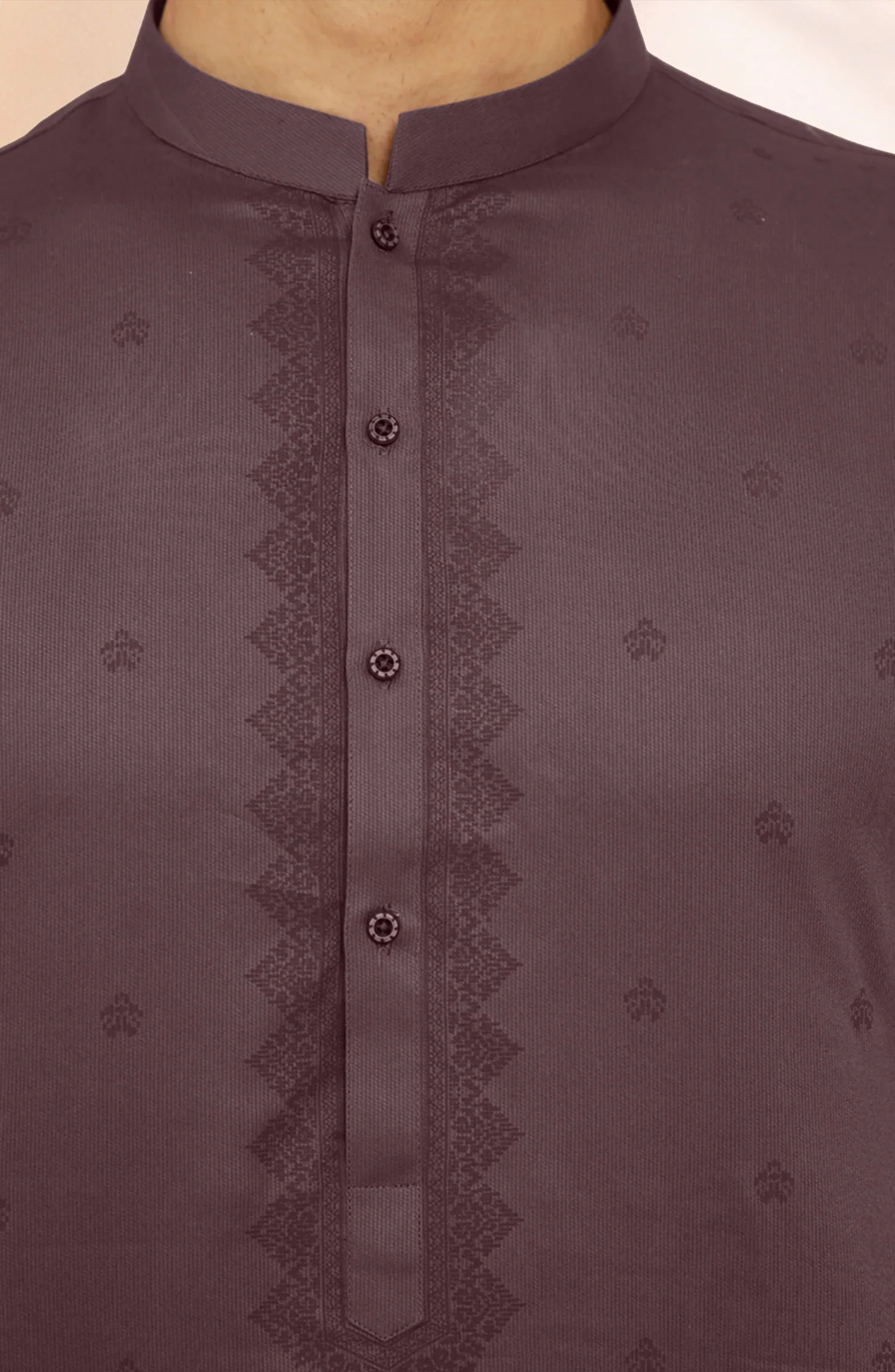 BROWNISH-MAUVE 100% COTTON PRINTED KURTA - Image 3
