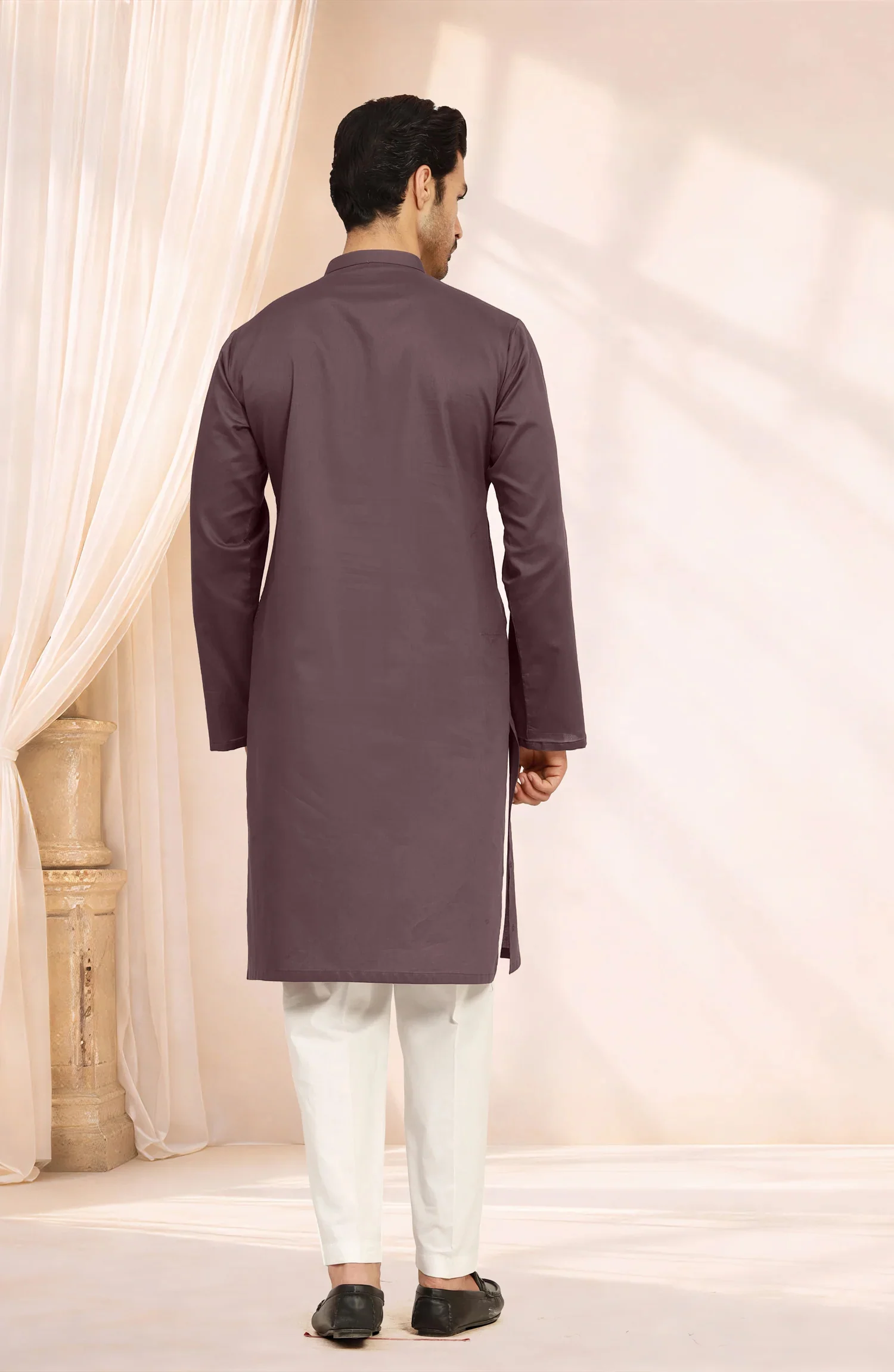 BROWNISH-MAUVE 100% COTTON PRINTED KURTA - Image 5