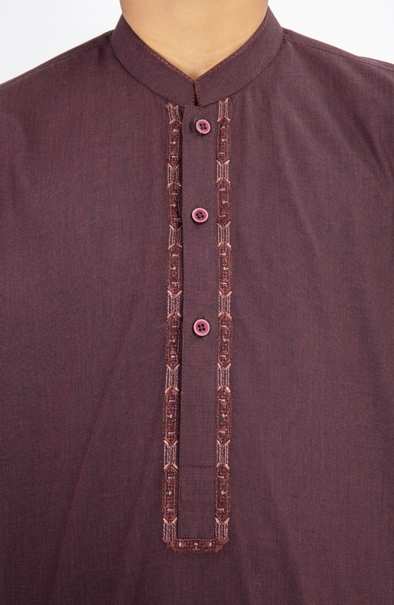 BURGUNDY EMBROIDERED KURTA PAJAMA - Image 2