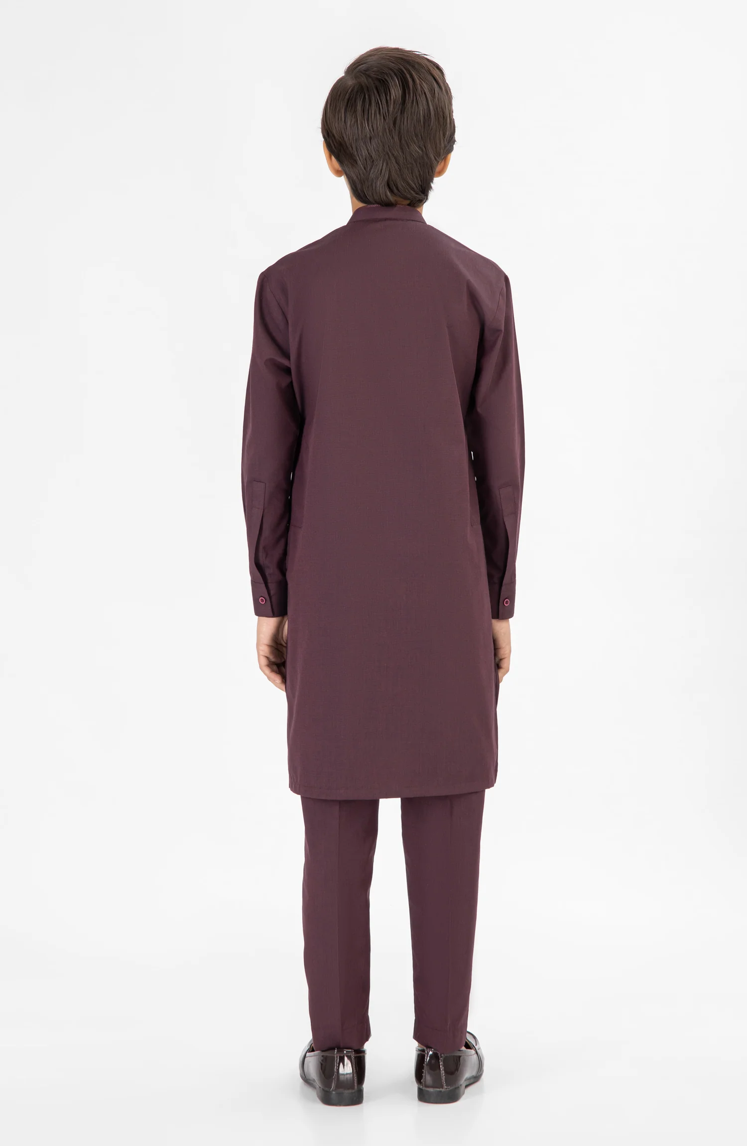 BURGUNDY EMBROIDERED KURTA PAJAMA - Image 4