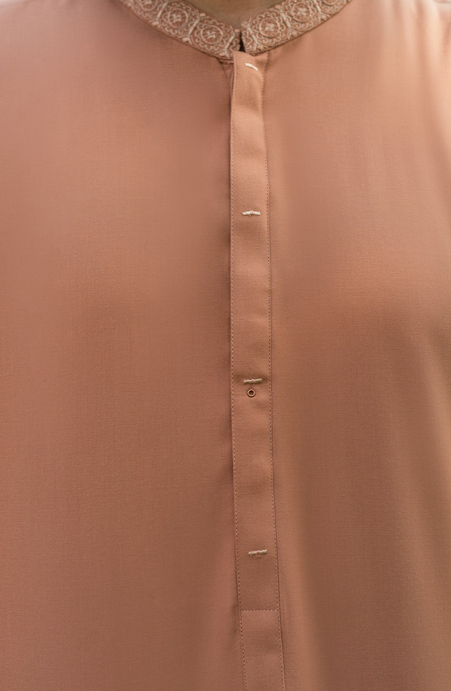 CAMEL BLENDED EMBROIDERED KAMEEZ SHALWAR - Image 3