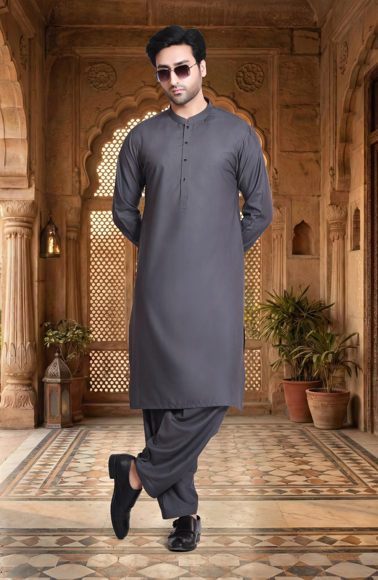 CHARCOAL BLENDED KAMEEZ SHALWAR