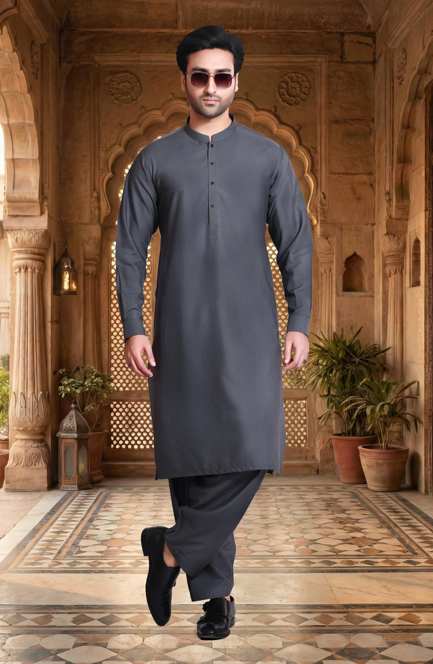 CHARCOAL BLENDED KAMEEZ SHALWAR - Image 2