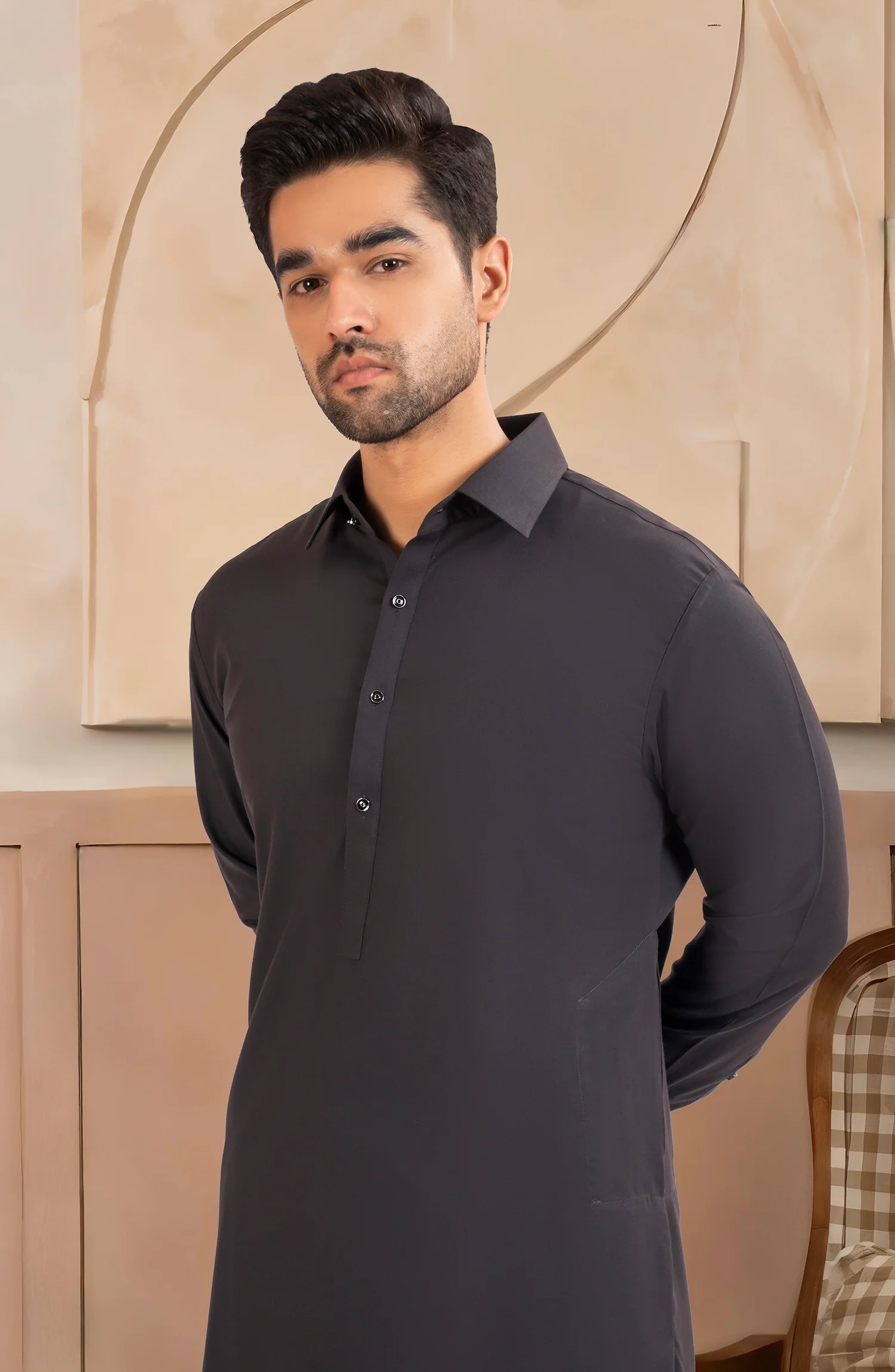 CHARCOAL BLENDED KAMEEZ SHALWAR - Image 2