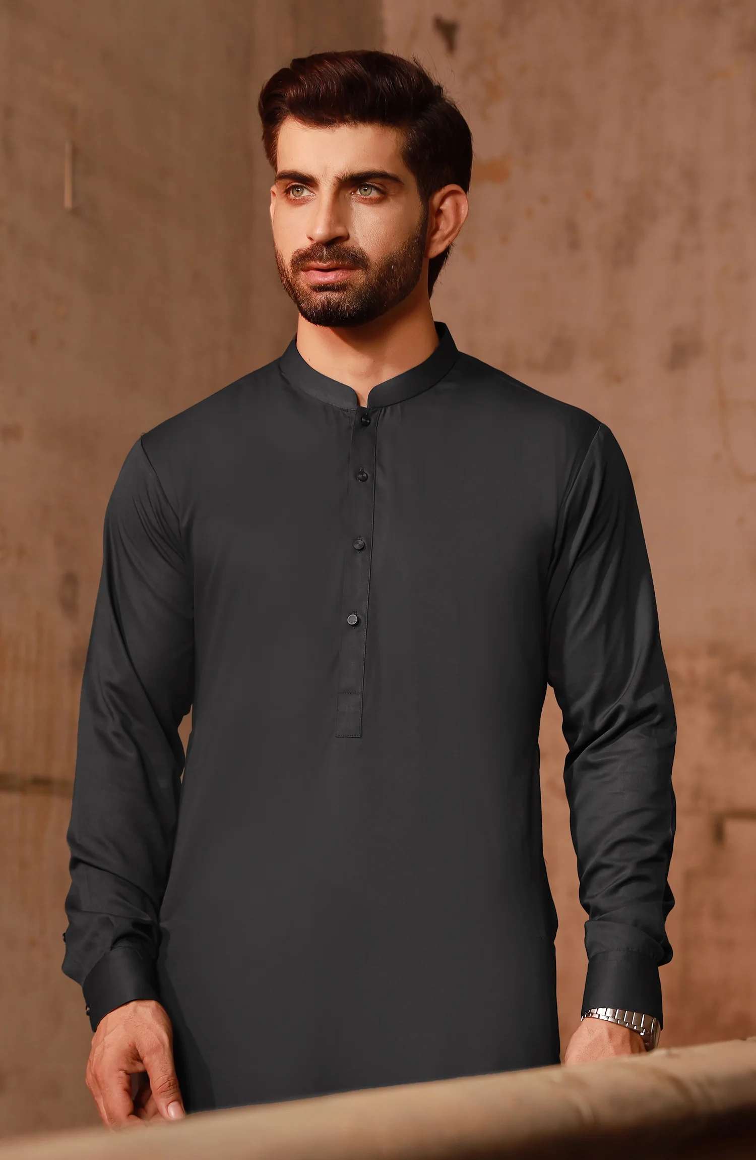 CHARCOAL BLENDED KAMEEZ SHALWAR CHARCOAL - Image 2