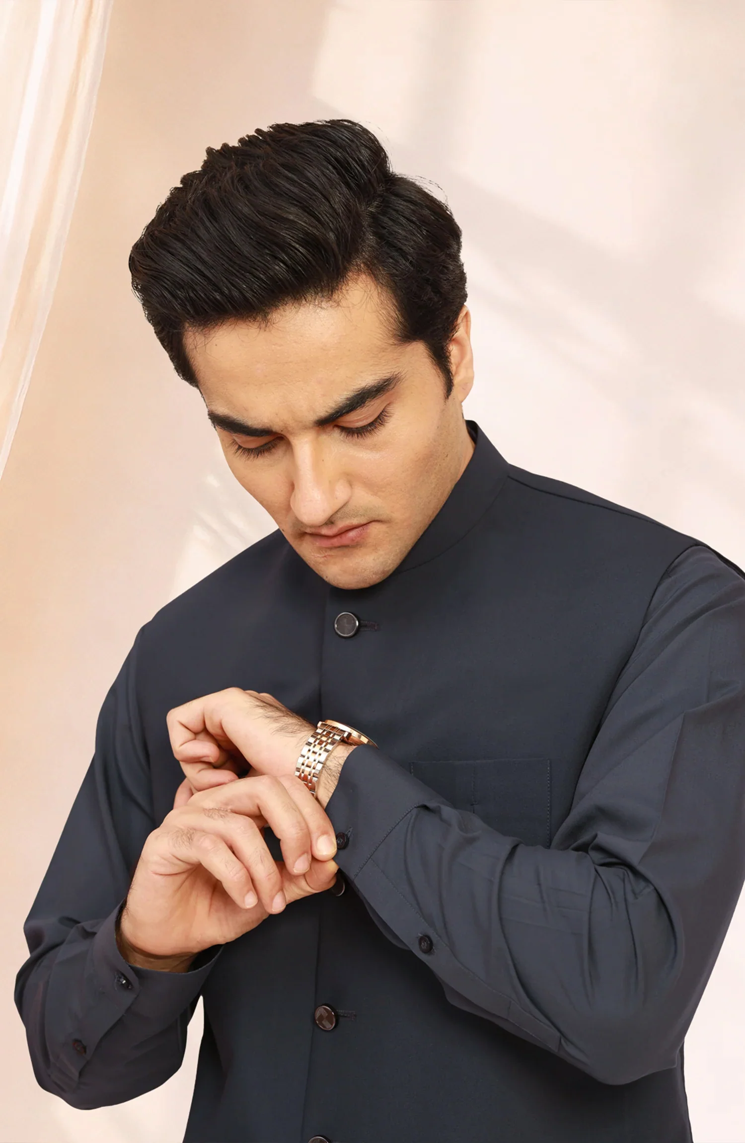 CHARCOAL BLENDED KAMEEZ SHALWAR WAISTCOAT - Image 9