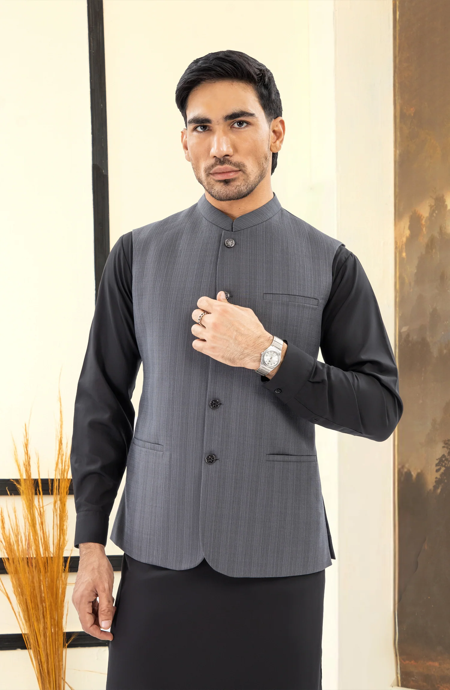 CHARCOAL BLENDED WAISTCOAT - Image 2