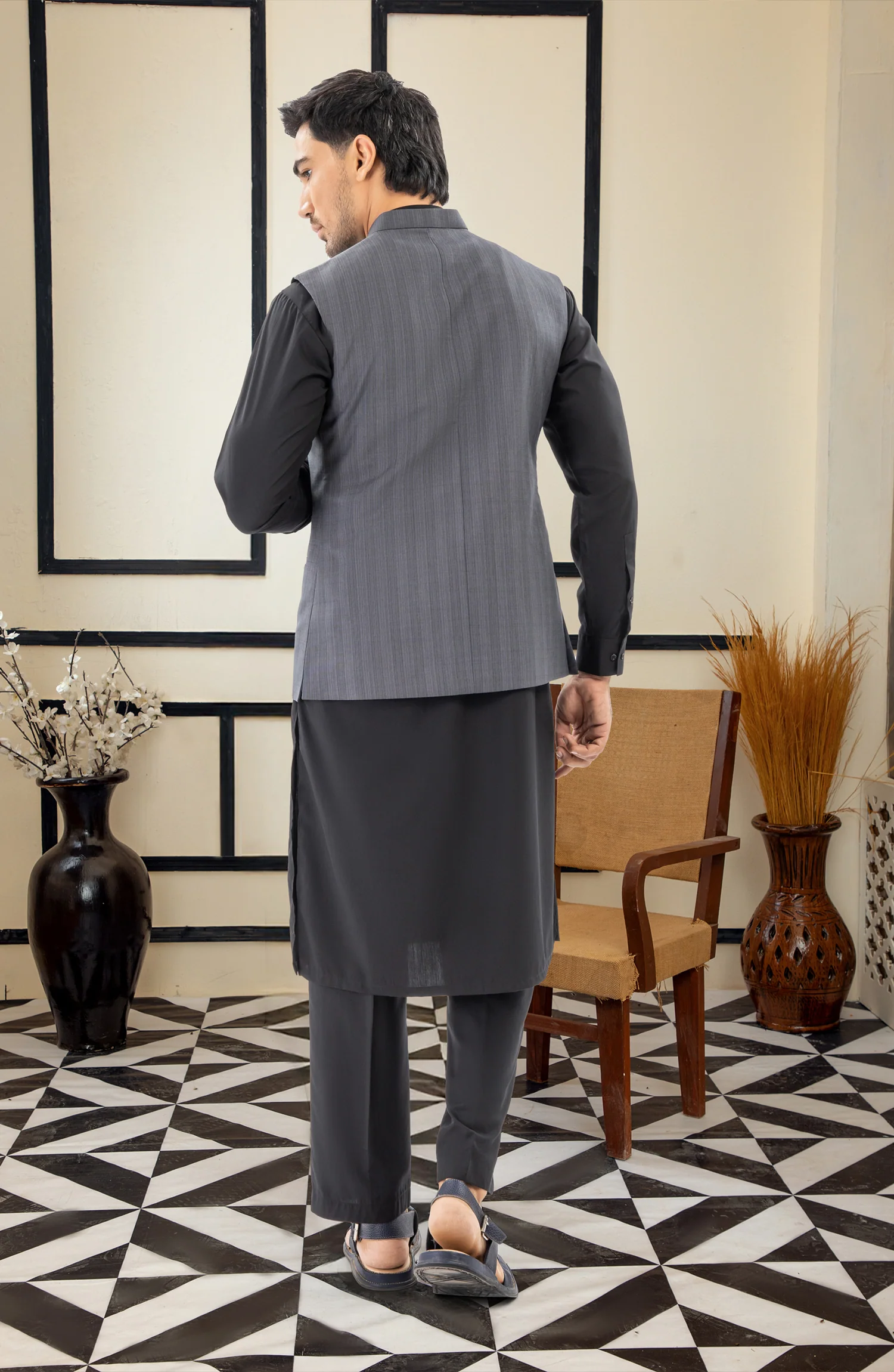 CHARCOAL BLENDED WAISTCOAT - Image 4