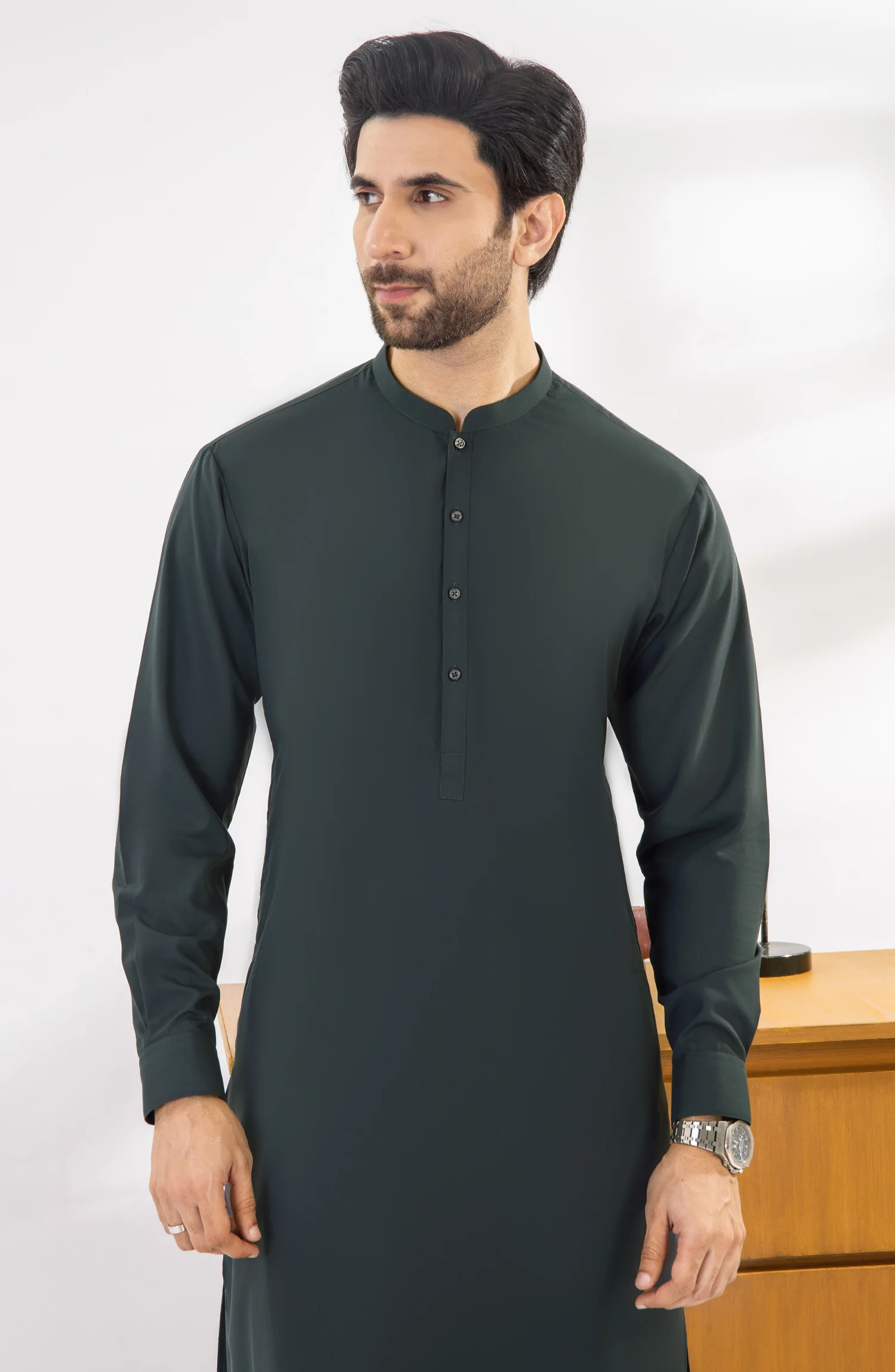 CHARCOAL KAMEEZ SHALWAR WITH WAIST COAT - Image 2