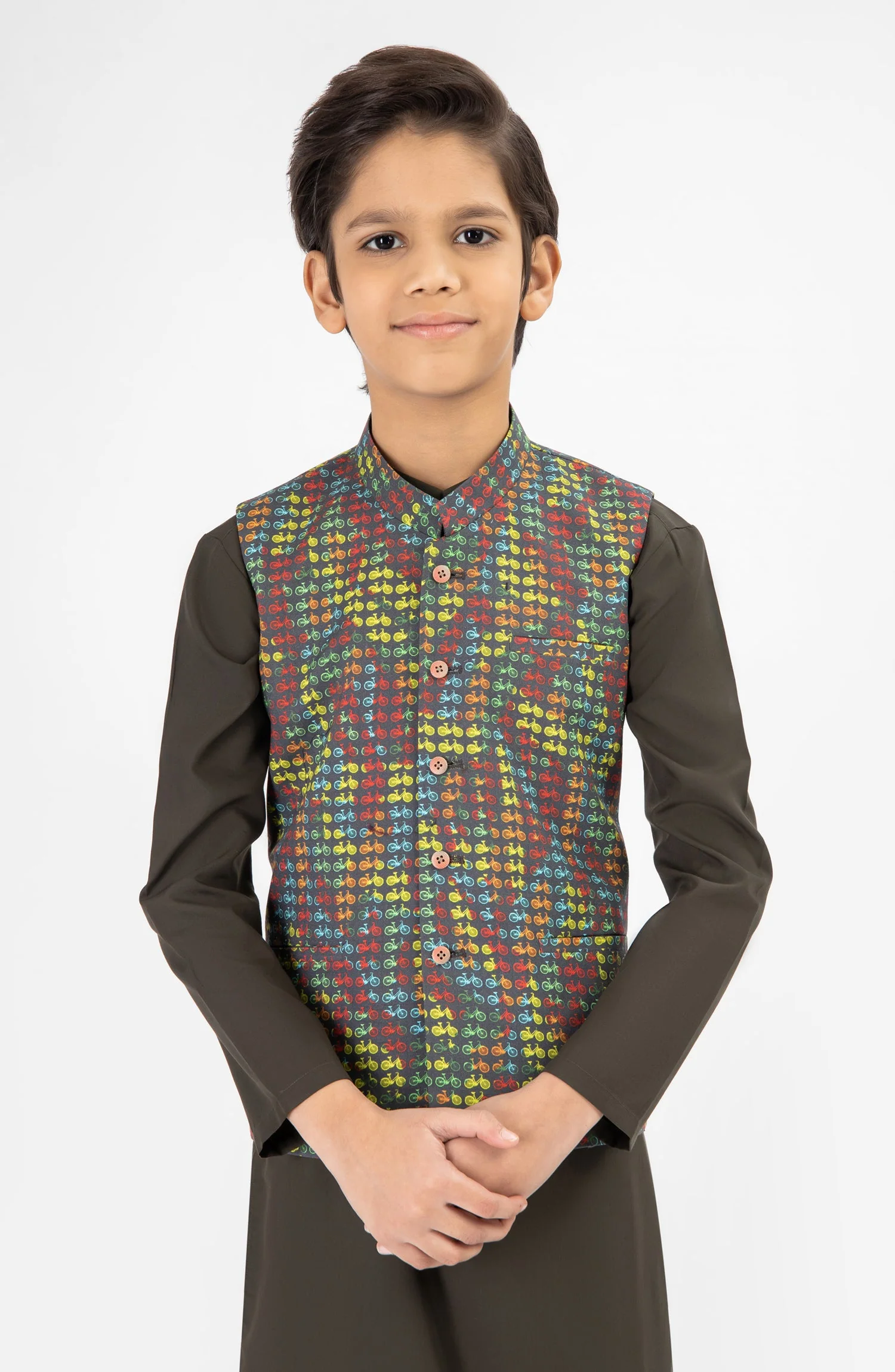 CHARCOAL PRINTED WAIST COAT - Image 5
