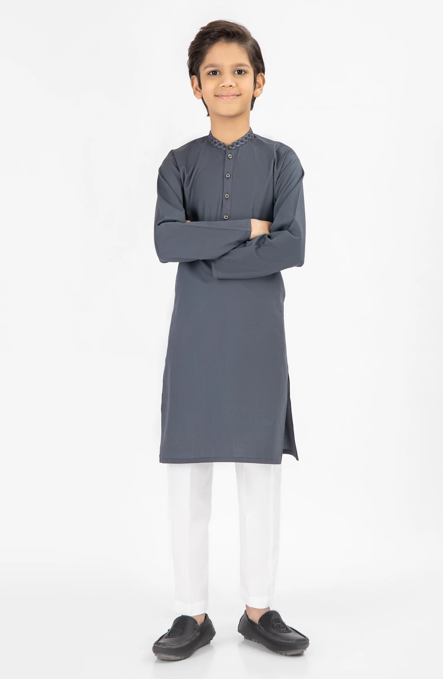 CHARCOAL SEMI FORMAL KURTA - Image 4